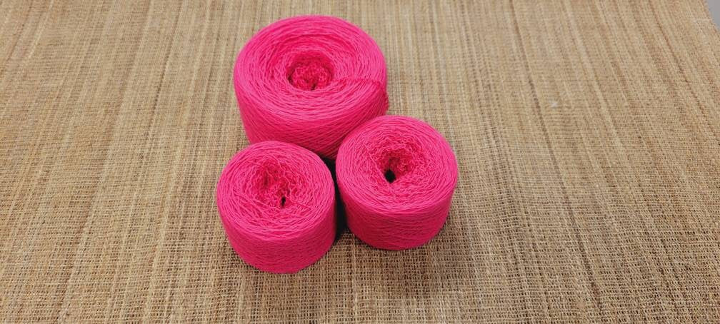 Reclaimed Cotton Hot Pink Thread. Repurposed Recycled Sweater Yarn. Thread or Lace Weight. Great for Upcycle Projects.