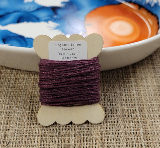 Purple Dark Thread - 10 Yards Linen Yarn Nature Grown, Dyed Lac / Kasheem. Slow Stitch, Embroidery, Stitching, Sewing or Thread Work.