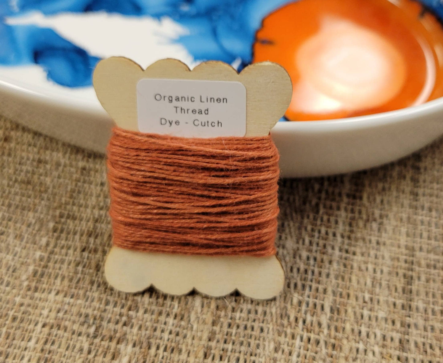 Rust Thread - 10 Yards Linen Yarn Nature Dyed with Cutch. Slow Stitch, Embroidery, Stitching, Sewing or Thread Work