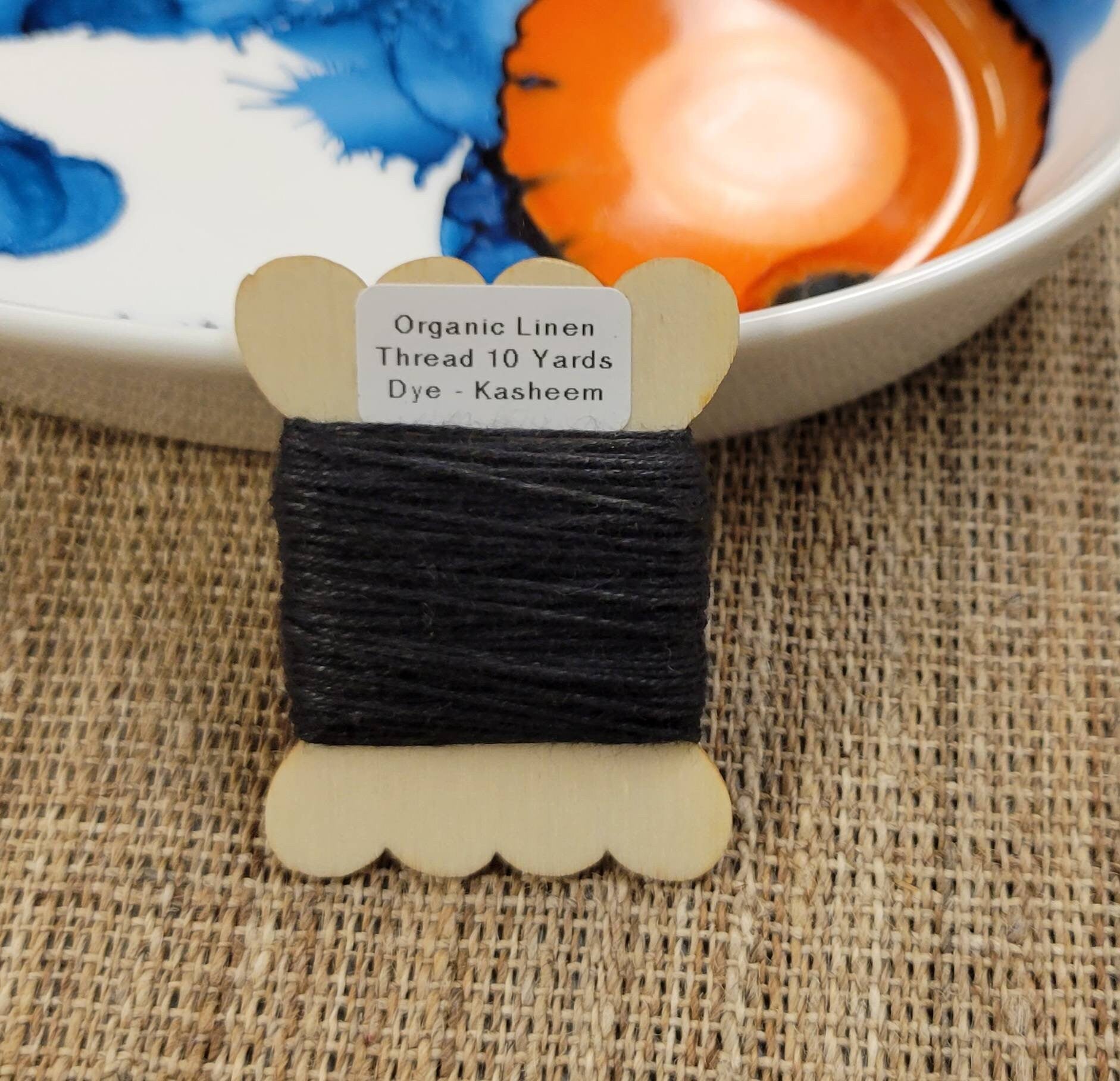 Black Thread - 10 Yards Linen 100% Organic Yarn Naturally Dyed Kasheem Iron Water. Slow Stitch, Embroidery, Stitching, Sewing or Thread Work