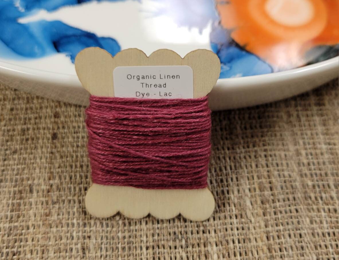 Maroon Dark Thread - 10 Yards Linen Yarn Nature Grown, Dyed with Lac. Slow Stitch, Embroidery, Stitching, Sewing or Thread Work