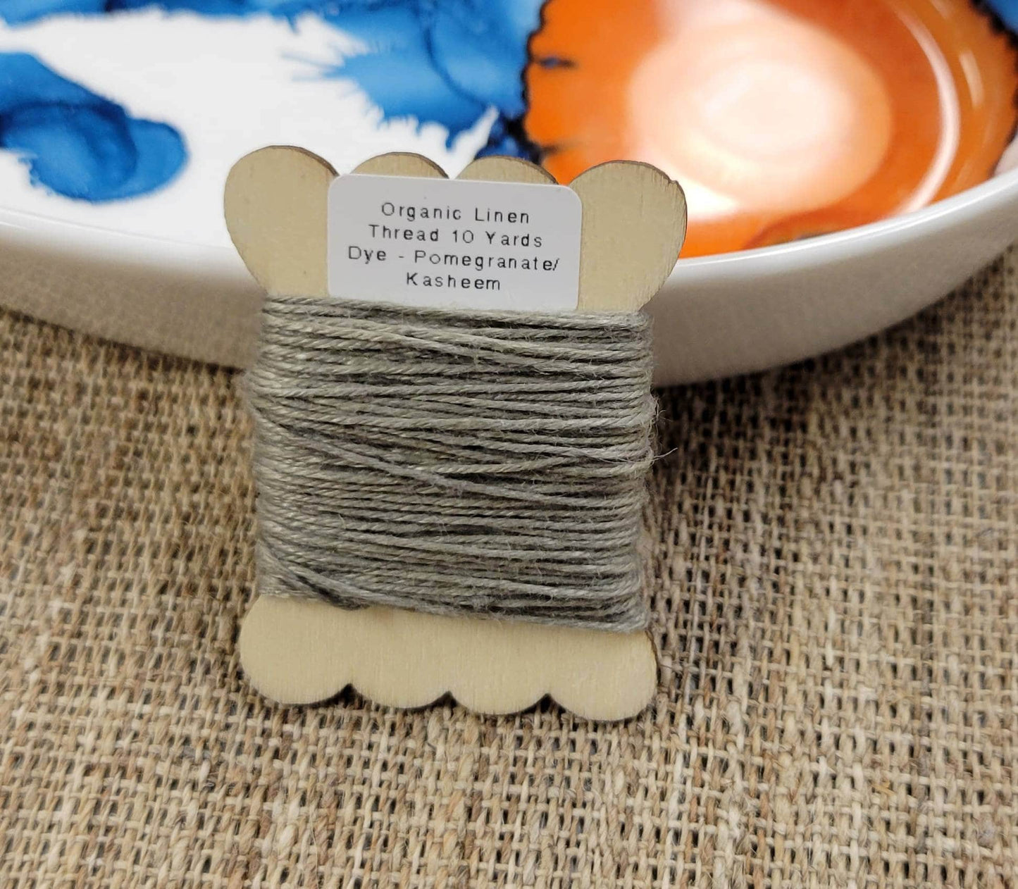 Gray Thread - 10 Yards Linen 100% Organic Yarn Naturally Dyed Kasheem. Slow Stitch, Embroidery, Stitching, Sewing or Thread Work