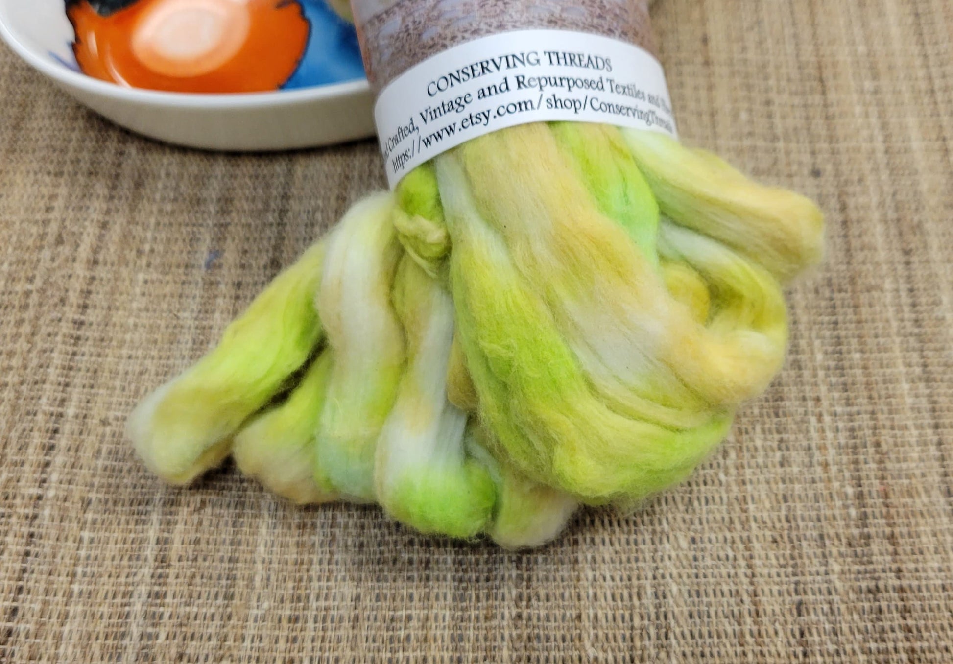 Cotton, 1/2 oz (0.5 ounce) Dyed Acala Cotton Sliver, Hand Dyed in Green and Tan Colors. Spin Cotton!!! Crafts and Fiber Arts