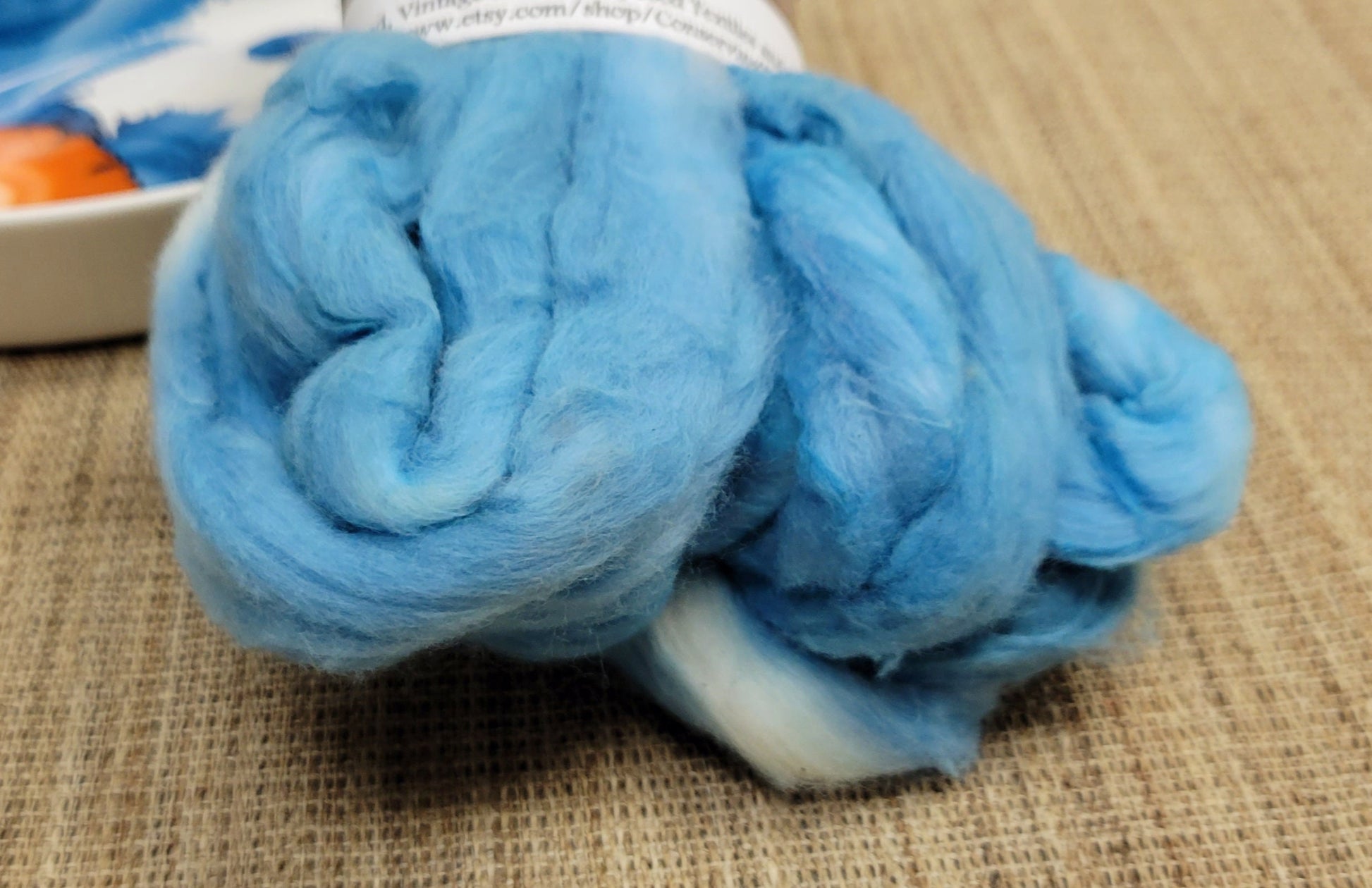 Cotton, 1/2 oz (0.5 ounce) Dyed Acala Cotton Sliver, Hand Dyed in Blue Colors. Spin Cotton!!! Crafts and Fiber Arts