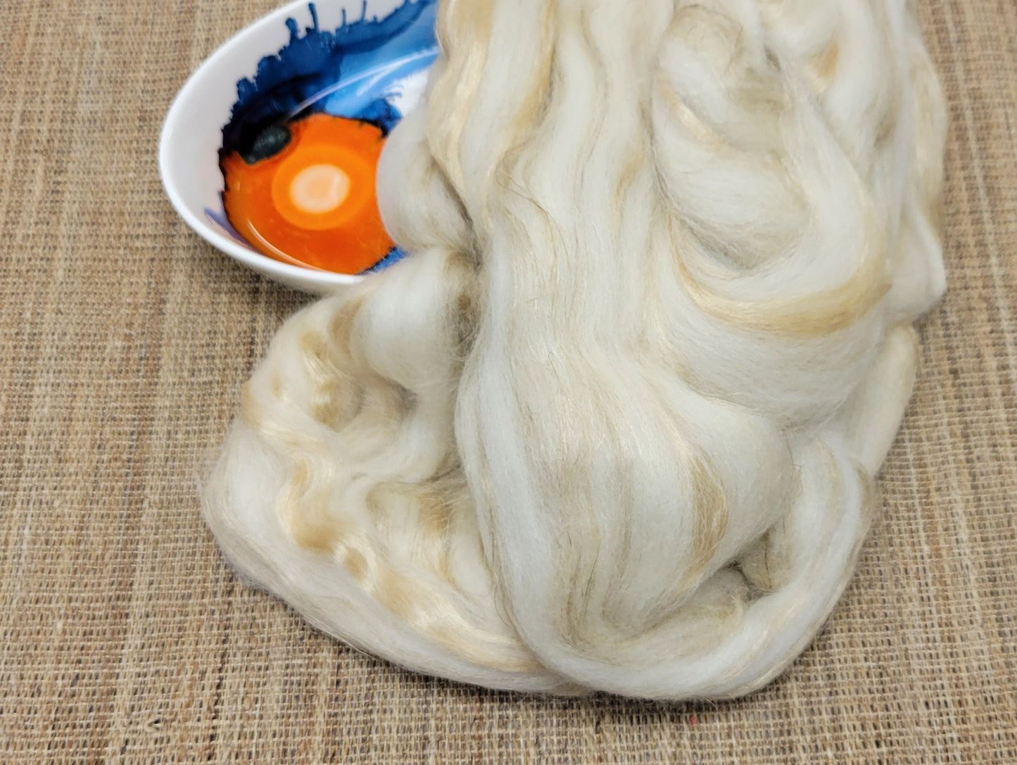 Wool, Silk, Flax Fiber Blend, 2 oz (ounces), Roving for Spinning, Knitting, Fiber Arts and Crafts