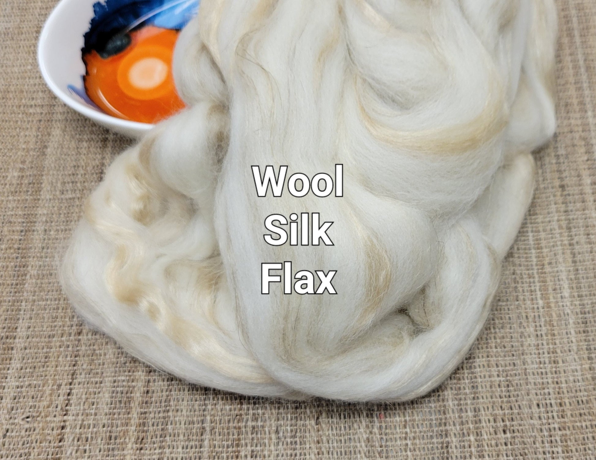 Wool, Silk, Flax Fiber Blend, 2 oz (ounces), Roving for Spinning, Knitting, Fiber Arts and Crafts