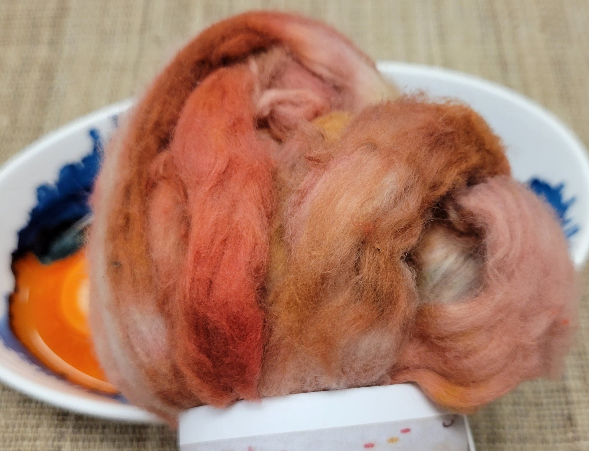 Cotton Sliver, 1/2 oz (0.5 ounce), Red & Tan Acala Cotton Sliver, Hand Dyed. Spin Cotton!!! Crafts and Fiber Arts