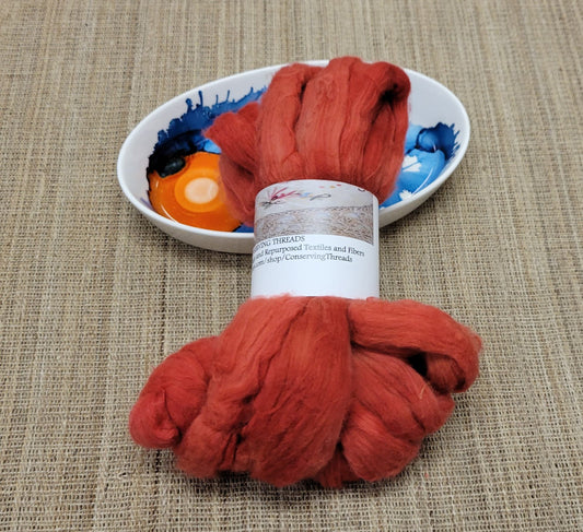 Cotton Sliver, 1/2 oz (0.5 ounce), Red Acala Cotton Sliver, Hand Dyed. Spin Cotton!!! Crafts and Fiber Arts