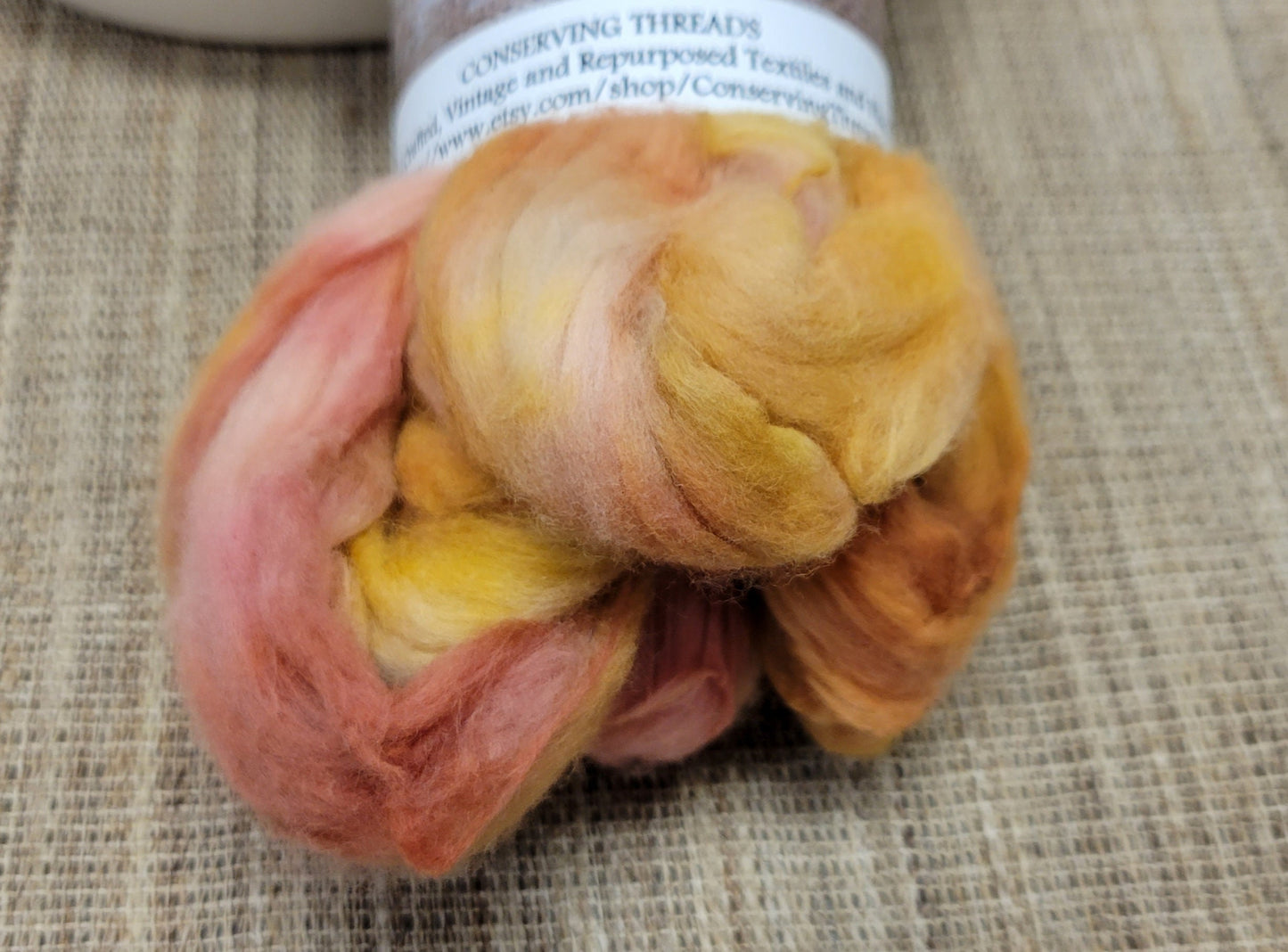 Cotton Sliver, 1/2 oz (0.5 ounce), Gold, Pink, Red & Tan Acala Cotton Sliver, Hand Dyed. Spin Cotton!!! Crafts and Fiber Arts