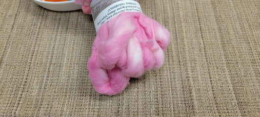 Cotton Sliver, 1/2 oz (0.5 ounce), Pink Acala Cotton Sliver, Hand Dyed. Spin Cotton!!! Crafts and Fiber Arts