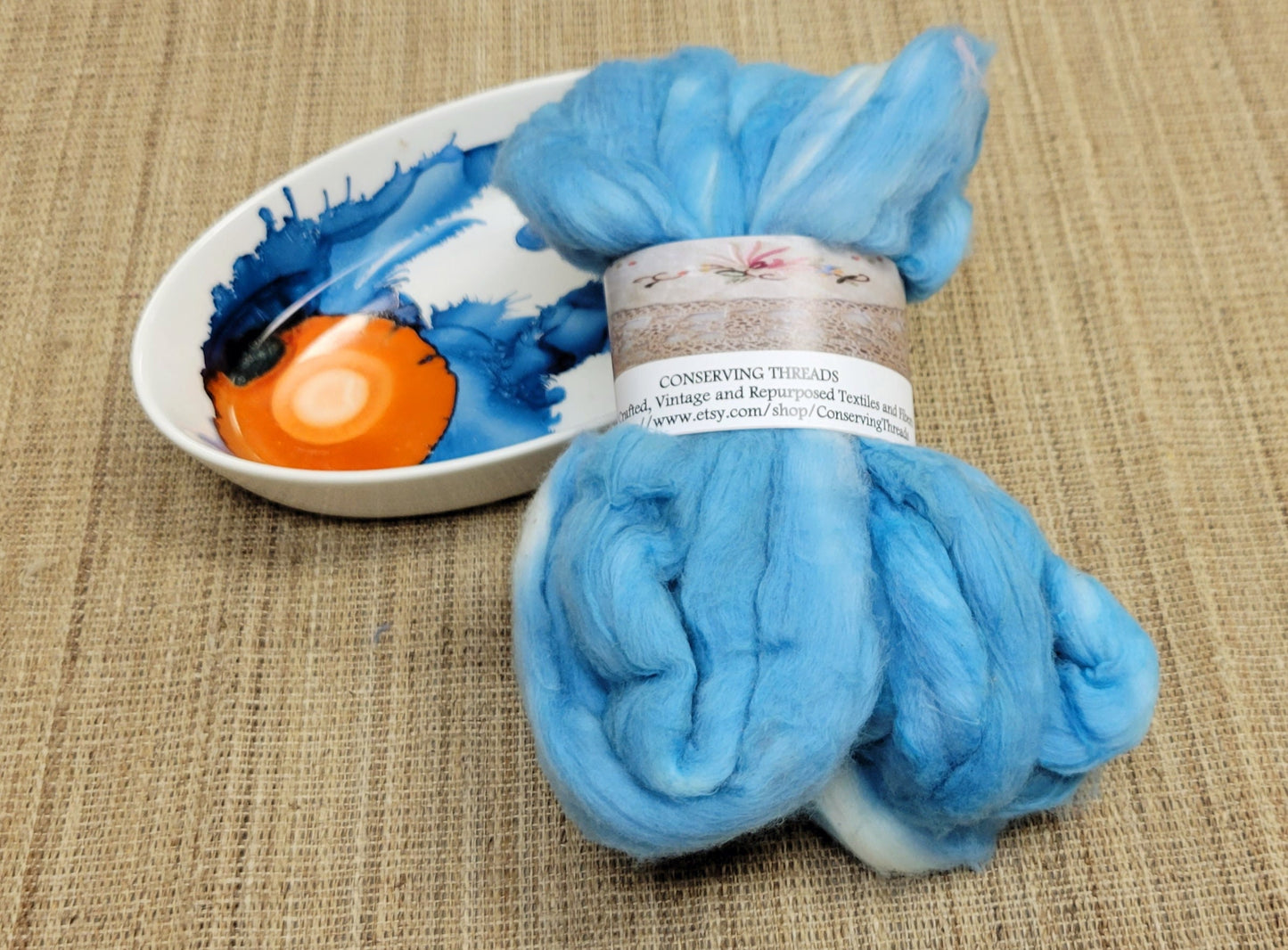 Cotton, 1/2 oz (0.5 ounce) Dyed Acala Cotton Sliver, Hand Dyed in Blue Colors. Spin Cotton!!! Crafts and Fiber Arts