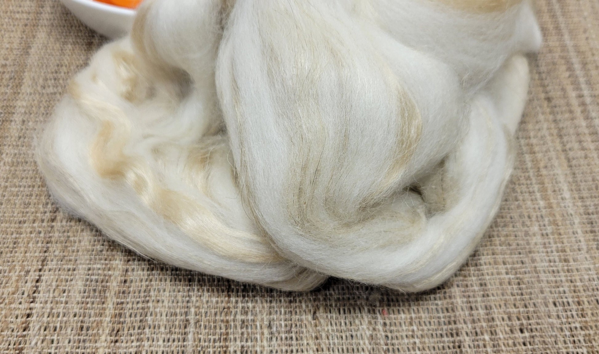 Wool, Silk, Flax Fiber Blend, 2 oz (ounces), Roving for Spinning, Knitting, Fiber Arts and Crafts