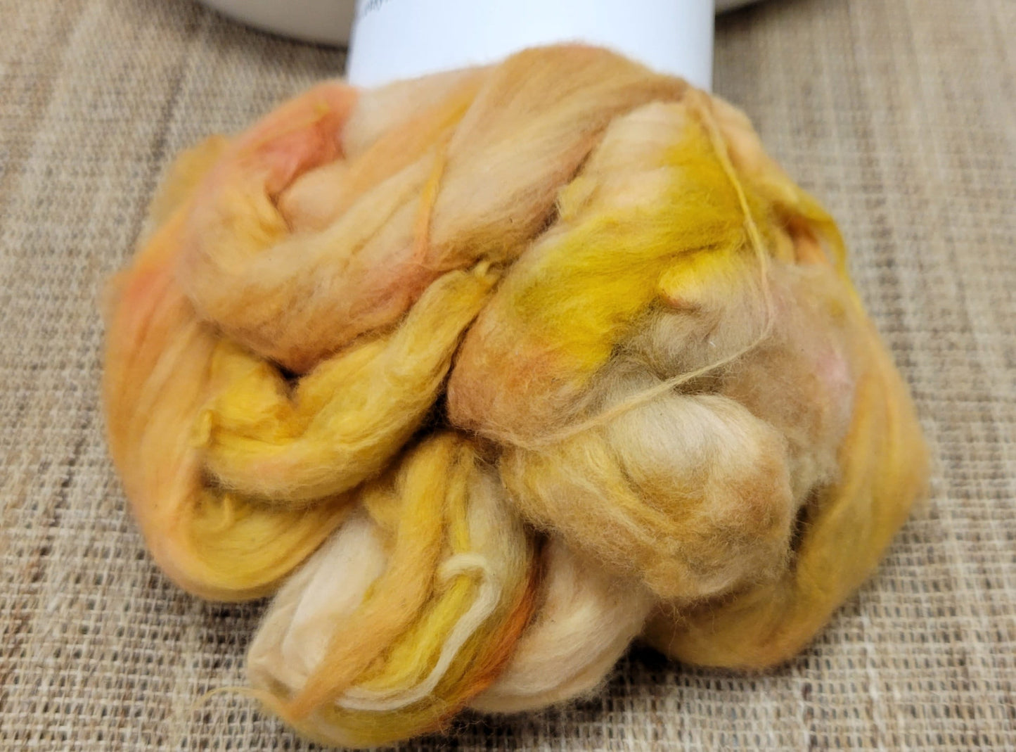 Cotton Sliver, 1/2 oz (0.5 ounce), Gold, Pink, Red & Tan Acala Cotton Sliver, Hand Dyed. Spin Cotton!!! Crafts and Fiber Arts