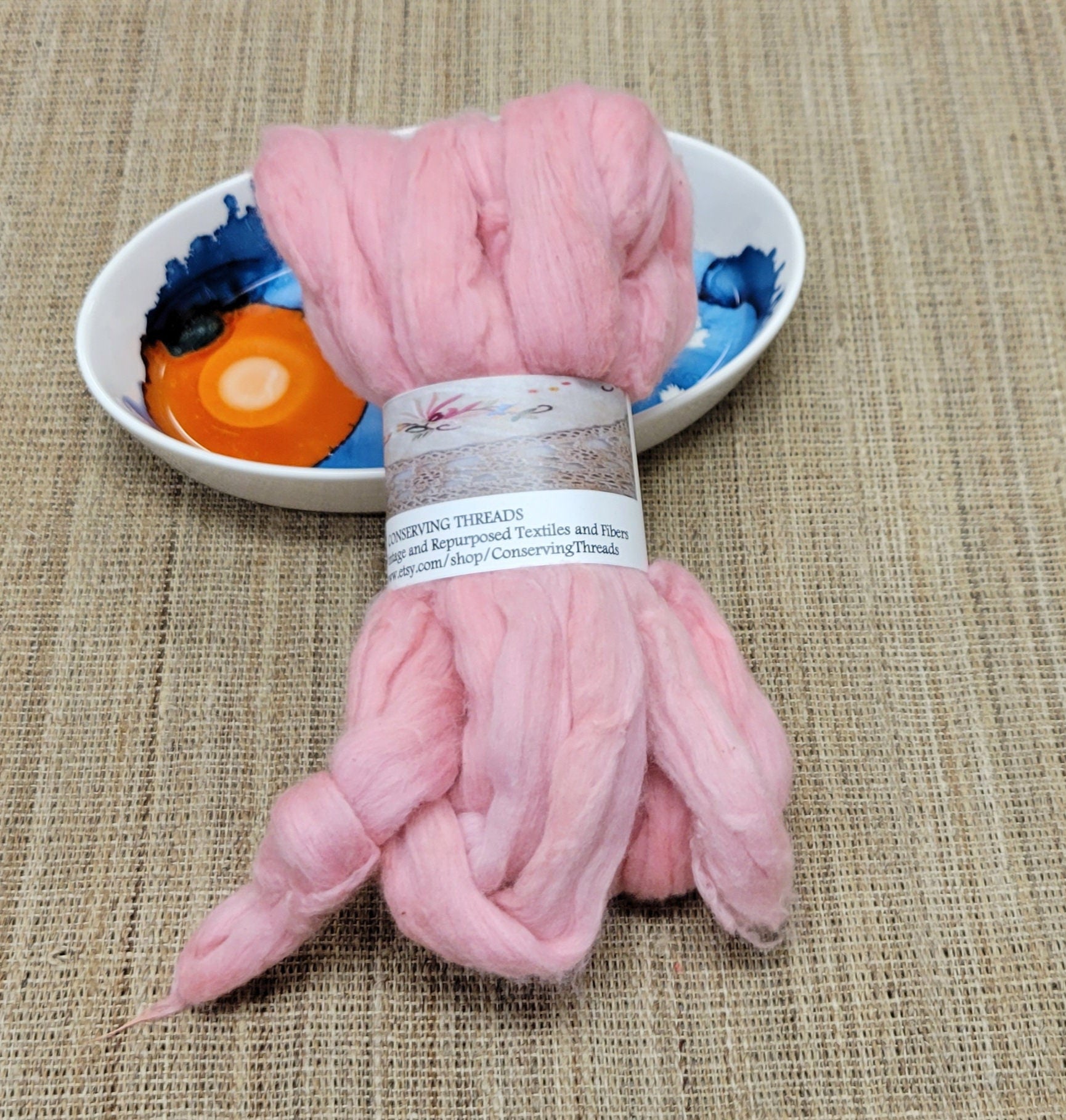 Cotton Sliver, 1/2 oz (0.5 ounce), Pink Acala Cotton Sliver, Hand Dyed. Spin Cotton!!! Crafts and Fiber Arts