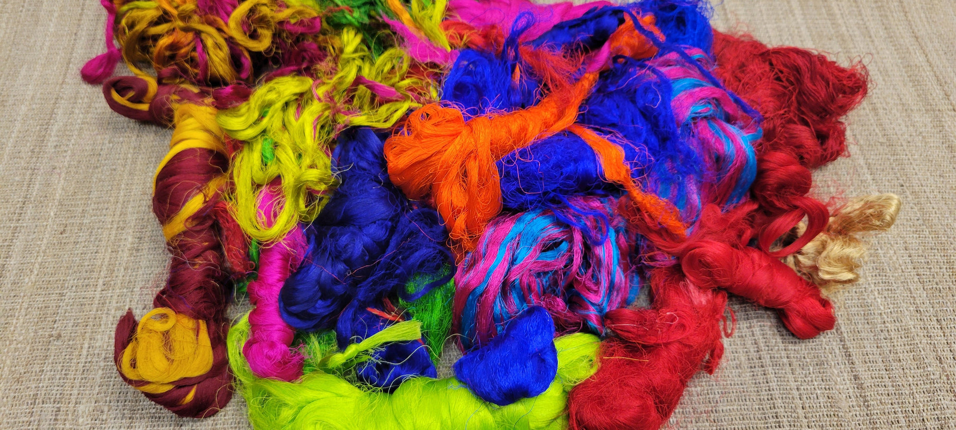 Reclaimed Silk Thread Bundle. 16 ounce (1 pound). Multi-Colored. 2nd Chance Fibers.