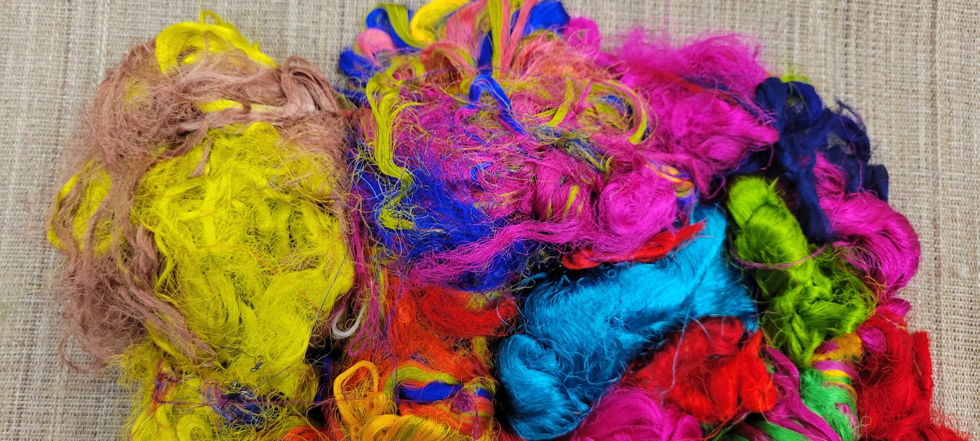 Reclaimed Silk Threads. 1 pound (16 ounce). Multi-Colored. 2nd Chance Fibers. Large bundle to recycle