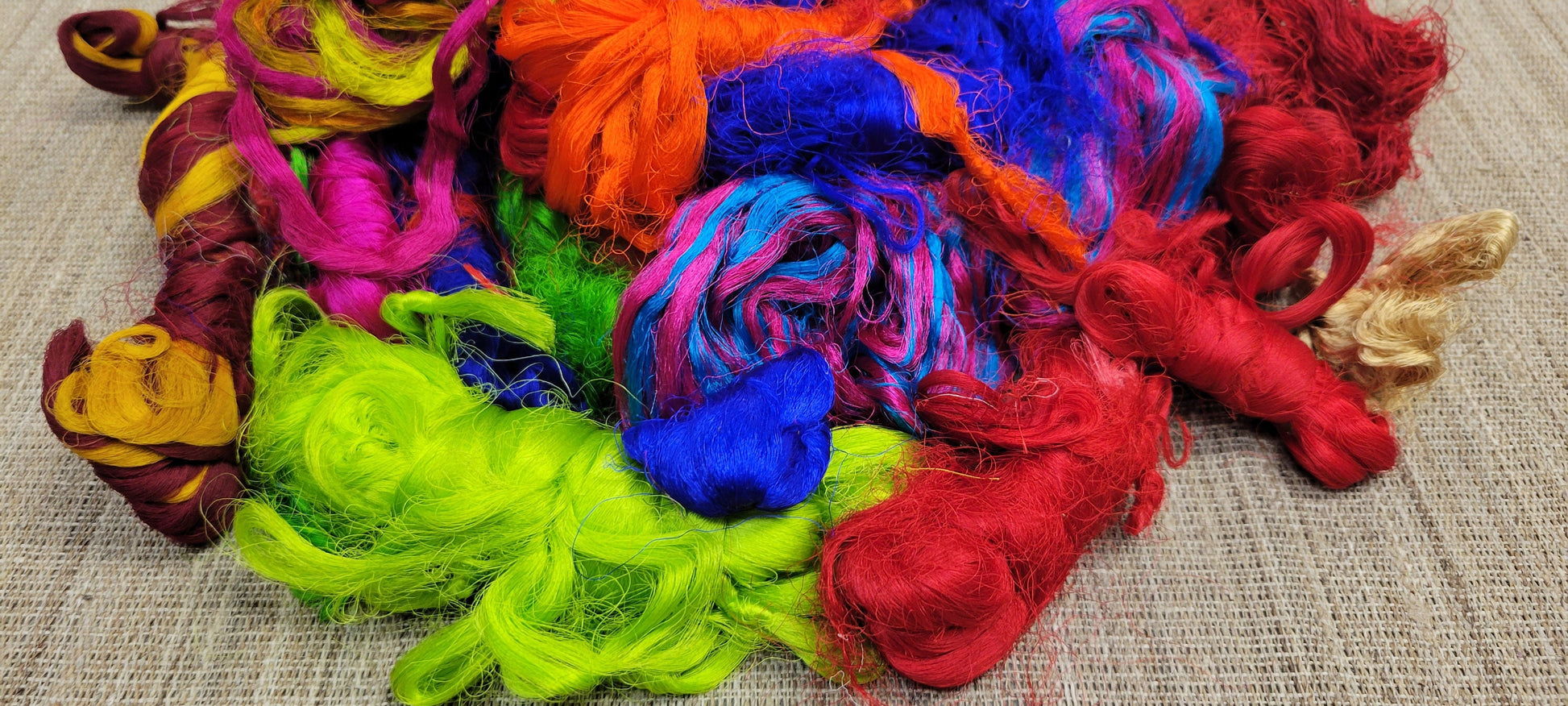 Reclaimed Silk Thread Bundle. 16 ounce (1 pound). Multi-Colored. 2nd Chance Fibers.