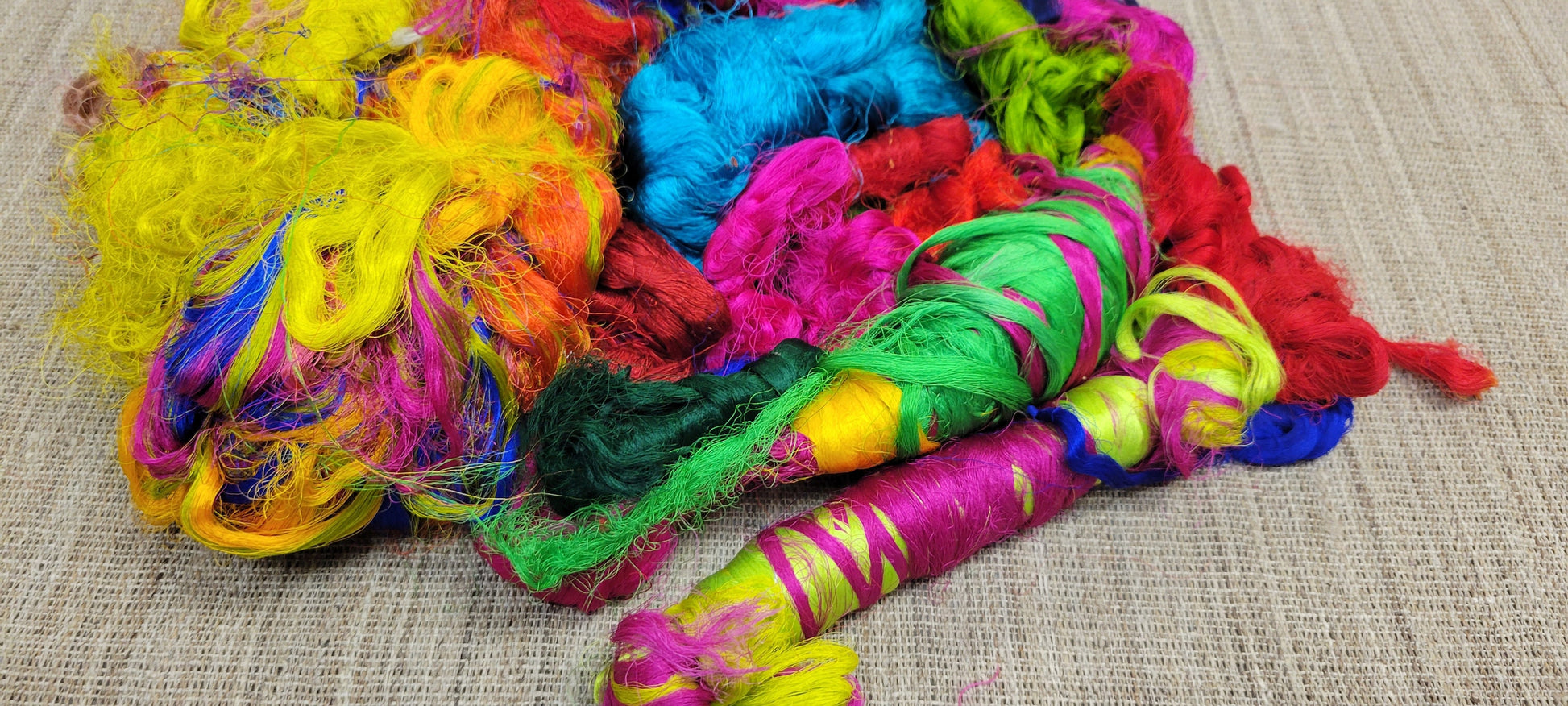 Reclaimed Silk Threads. 1 pound (16 ounce). Multi-Colored. 2nd Chance Fibers. Large bundle to recycle