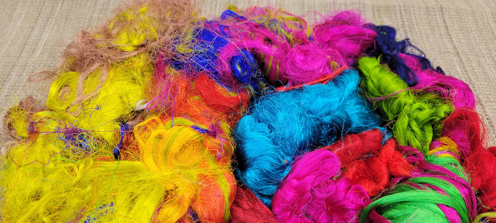 Reclaimed Silk Threads. 1 pound (16 ounce). Multi-Colored. 2nd Chance Fibers. Large bundle to recycle