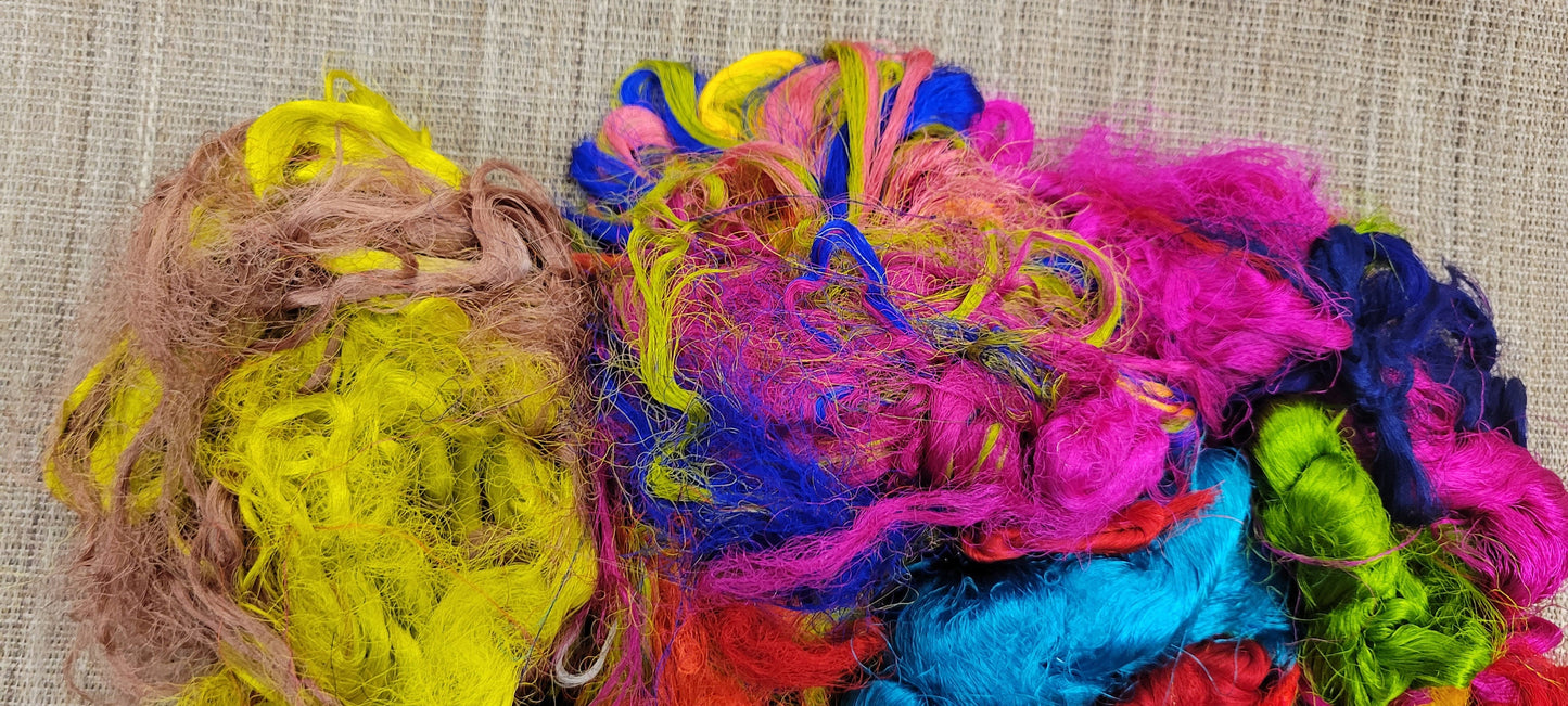 Reclaimed Silk Threads. 1 pound (16 ounce). Multi-Colored. 2nd Chance Fibers. Large bundle to recycle