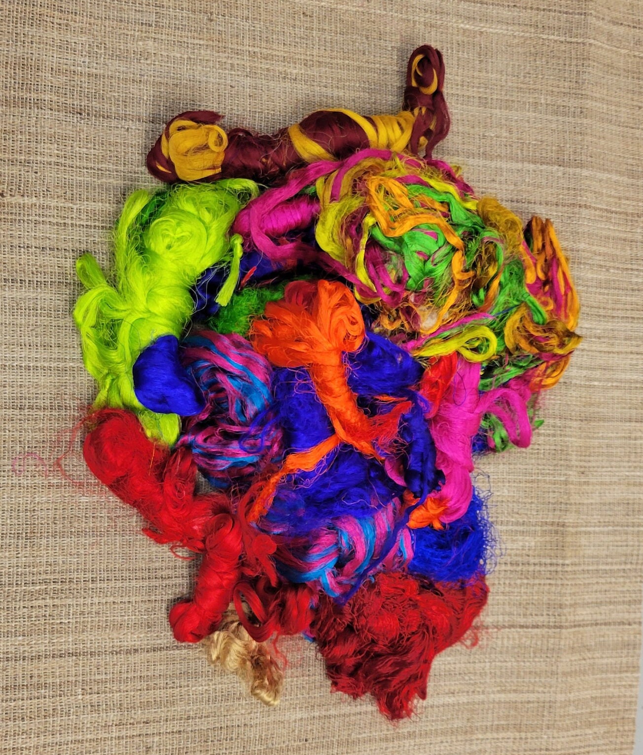 Reclaimed Silk Thread Bundle. 16 ounce (1 pound). Multi-Colored. 2nd Chance Fibers.