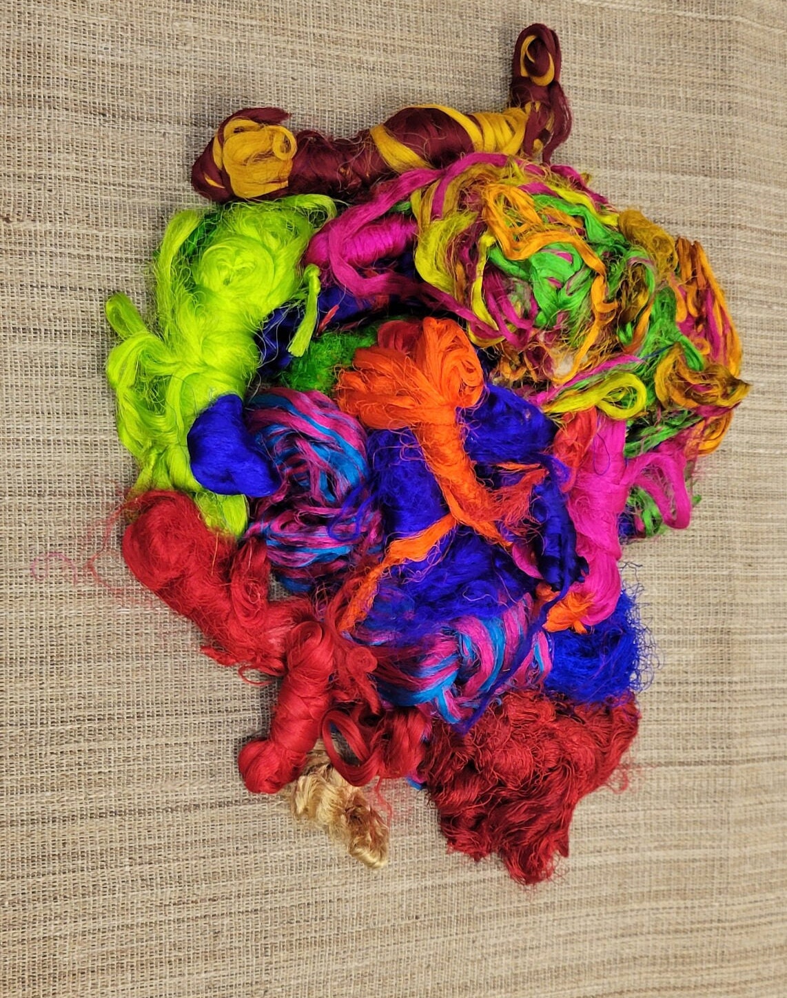 Reclaimed Silk Thread Bundle. 16 ounce (1 pound). Multi-Colored. 2nd Chance Fibers.