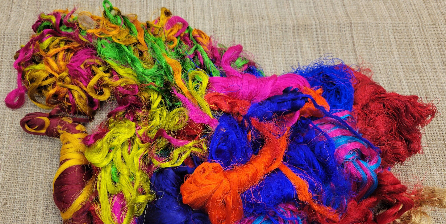 Reclaimed Silk Thread Bundle. 16 ounce (1 pound). Multi-Colored. 2nd Chance Fibers.