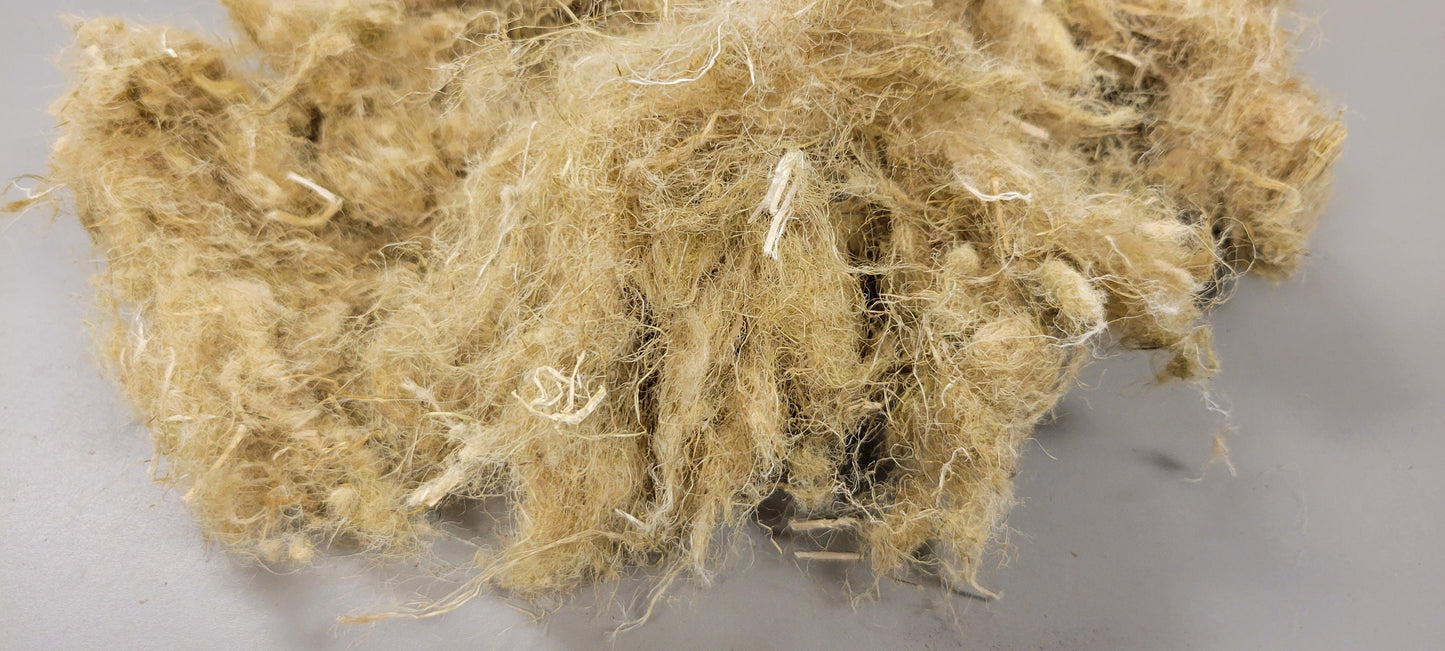 USA Hemp Fiber 2 (oz) ounce. Short Staple Not Carded. Great for Crafts, Paper Making, Fiber Arts! Perfect to use as a natural stuffing