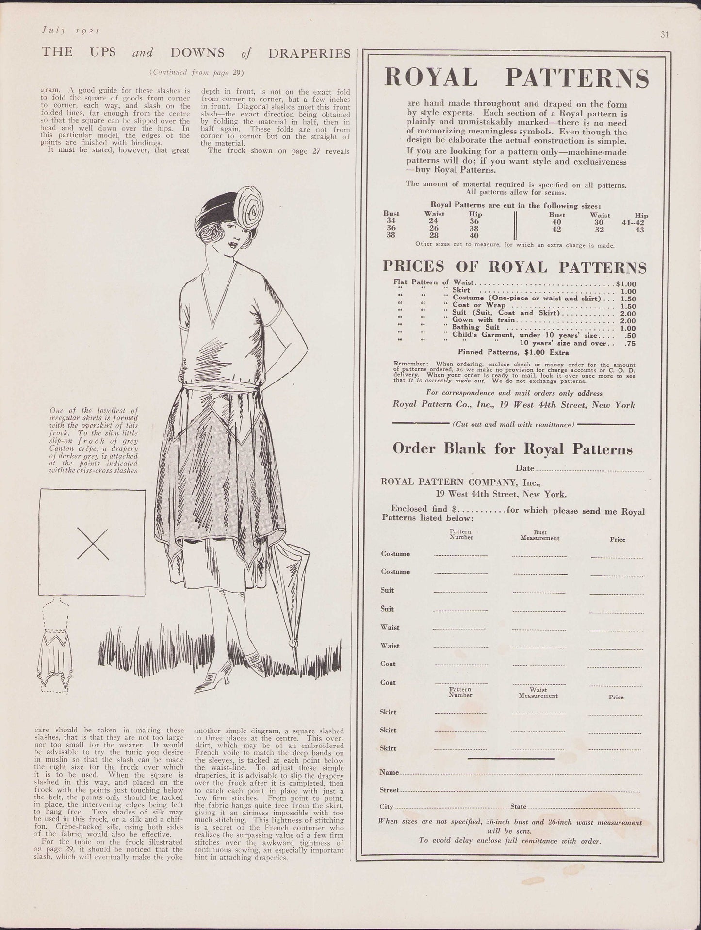 1921 Le Costume Royal July, Pattern Catalog E-book INSTANT DOWNLOAD 1920s Women's and Children's Fashion Magazine, Vol 25, No 10.