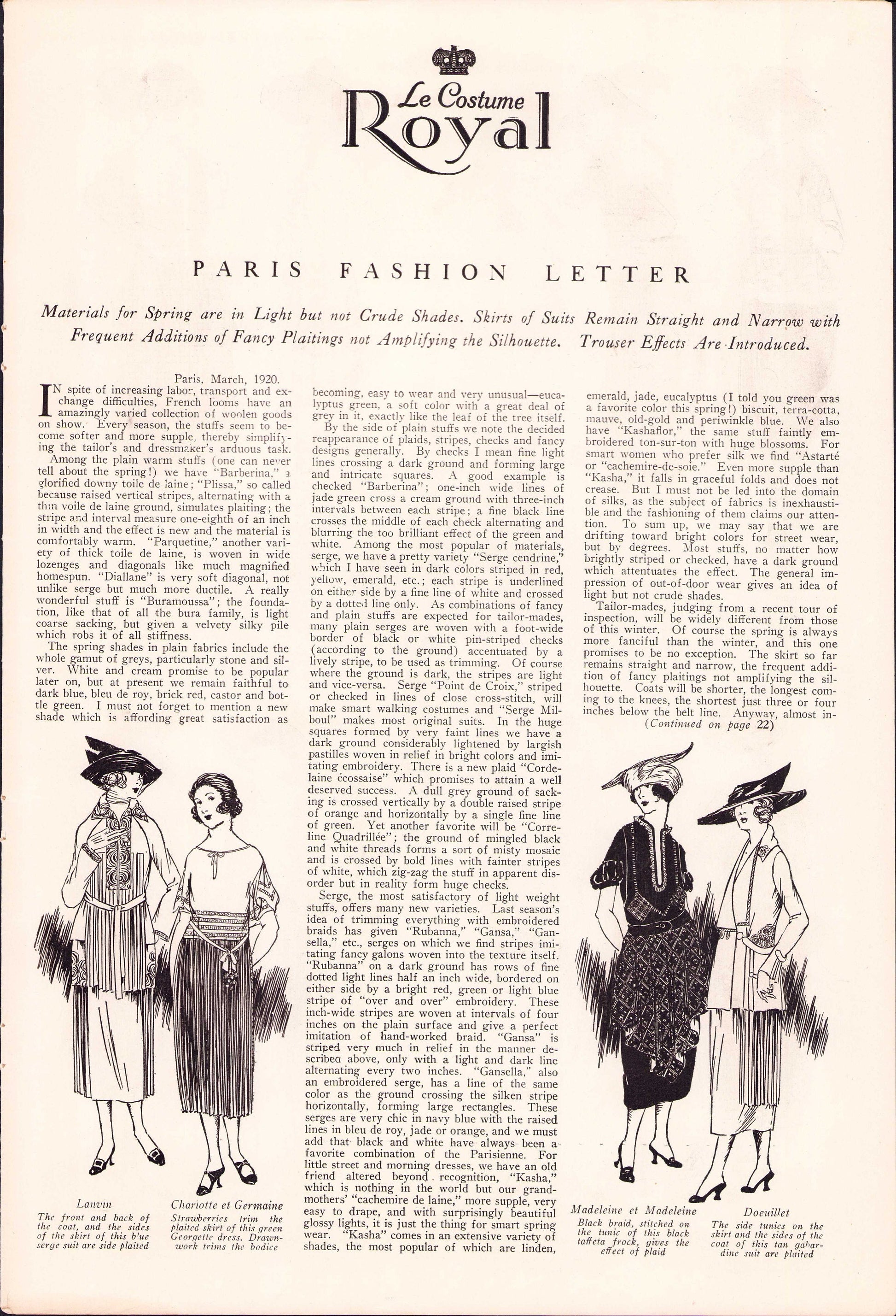 1920 Le Costume Royal May, Pattern Catalog E-book INSTANT DOWNLOAD 1920s Women's and Children's Fashion Magazine, Vol 24, No 8.