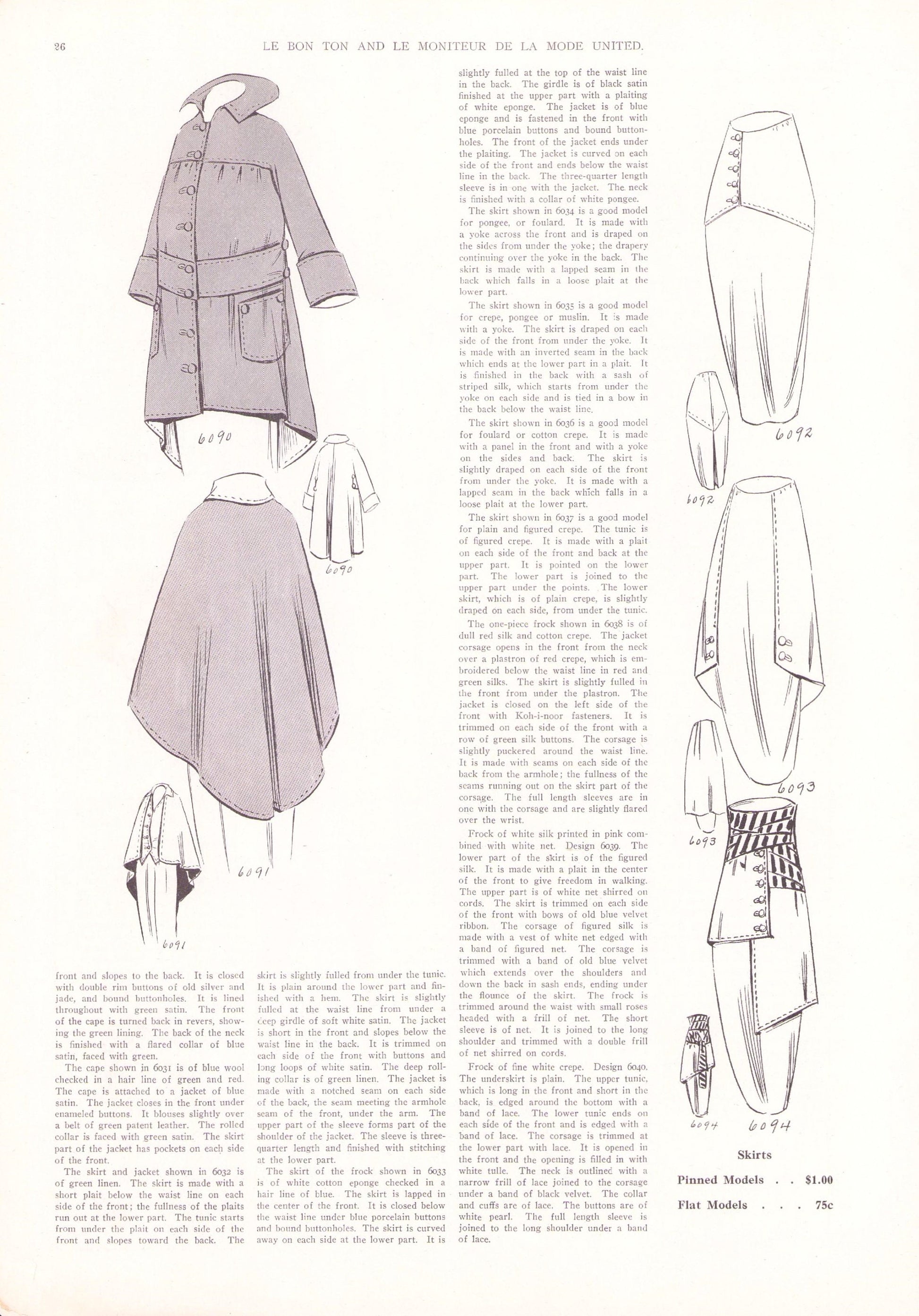 1914 Le Bon Ton Le Moniteur de la Mode United July. Catalog Monthly Report. Paris Fashions Ladies Dress, E-book DOWNLOAD, Vol 63 No 7.