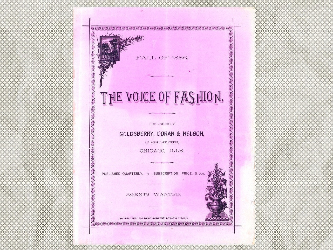 1886 The Voice of Fashion Fall, Chicago Publishing Co, National Garment Cutter. Patten Book, Ladies, & Children. E-book DOWNLOAD.