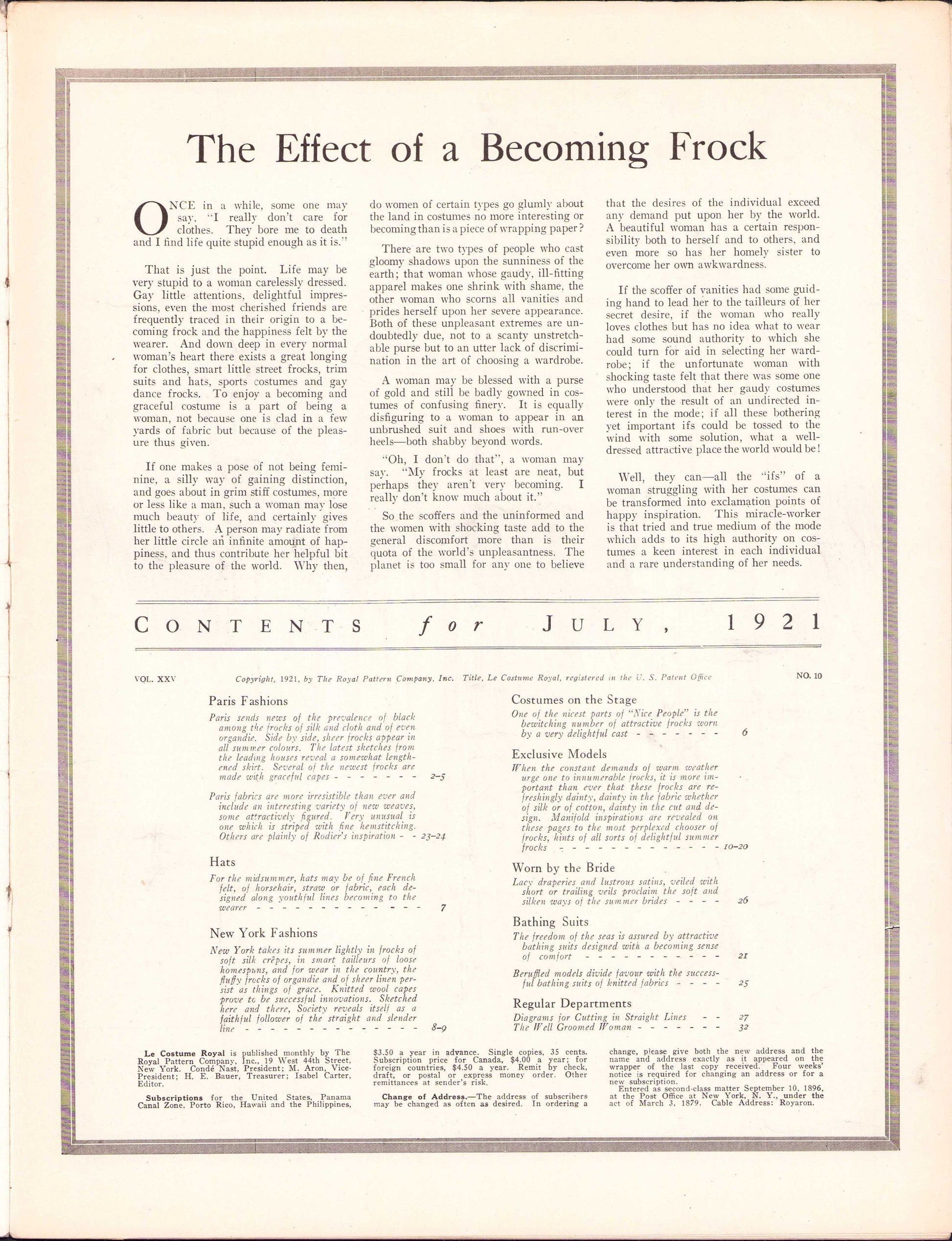1921 Le Costume Royal July, Pattern Catalog E-book INSTANT DOWNLOAD 1920s Women's and Children's Fashion Magazine, Vol 25, No 10.