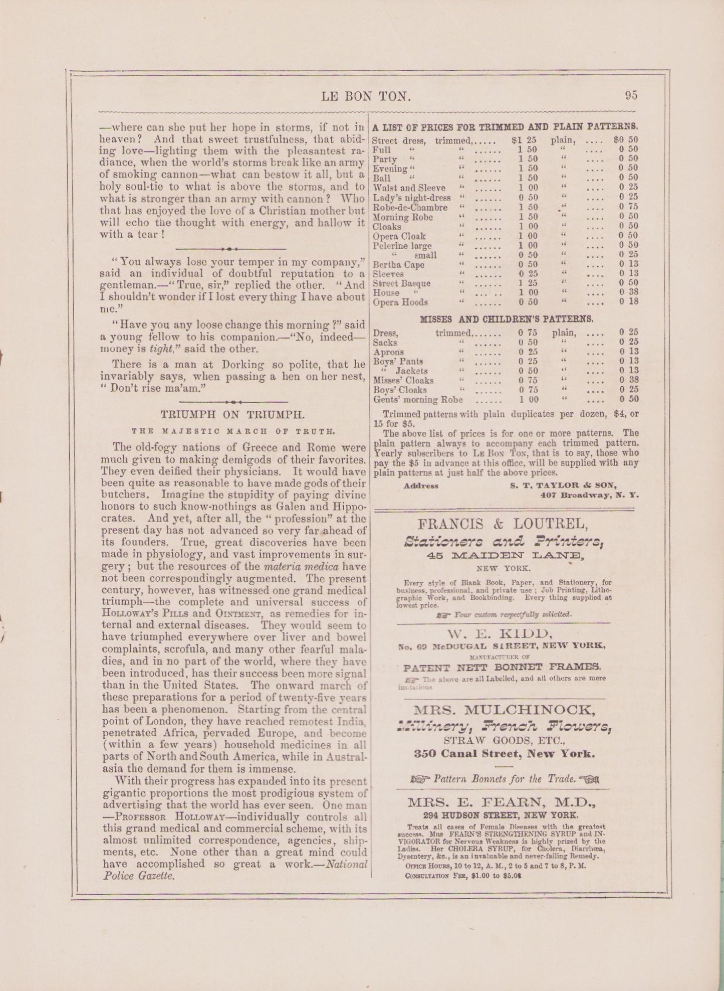 1861 April, Le Bon Ton Journal de Modes. Catalog Monthly Report. Paris Fashions Ladies Dress, E-book DOWNLOAD, Fine Arts, Vol 10 No 4.