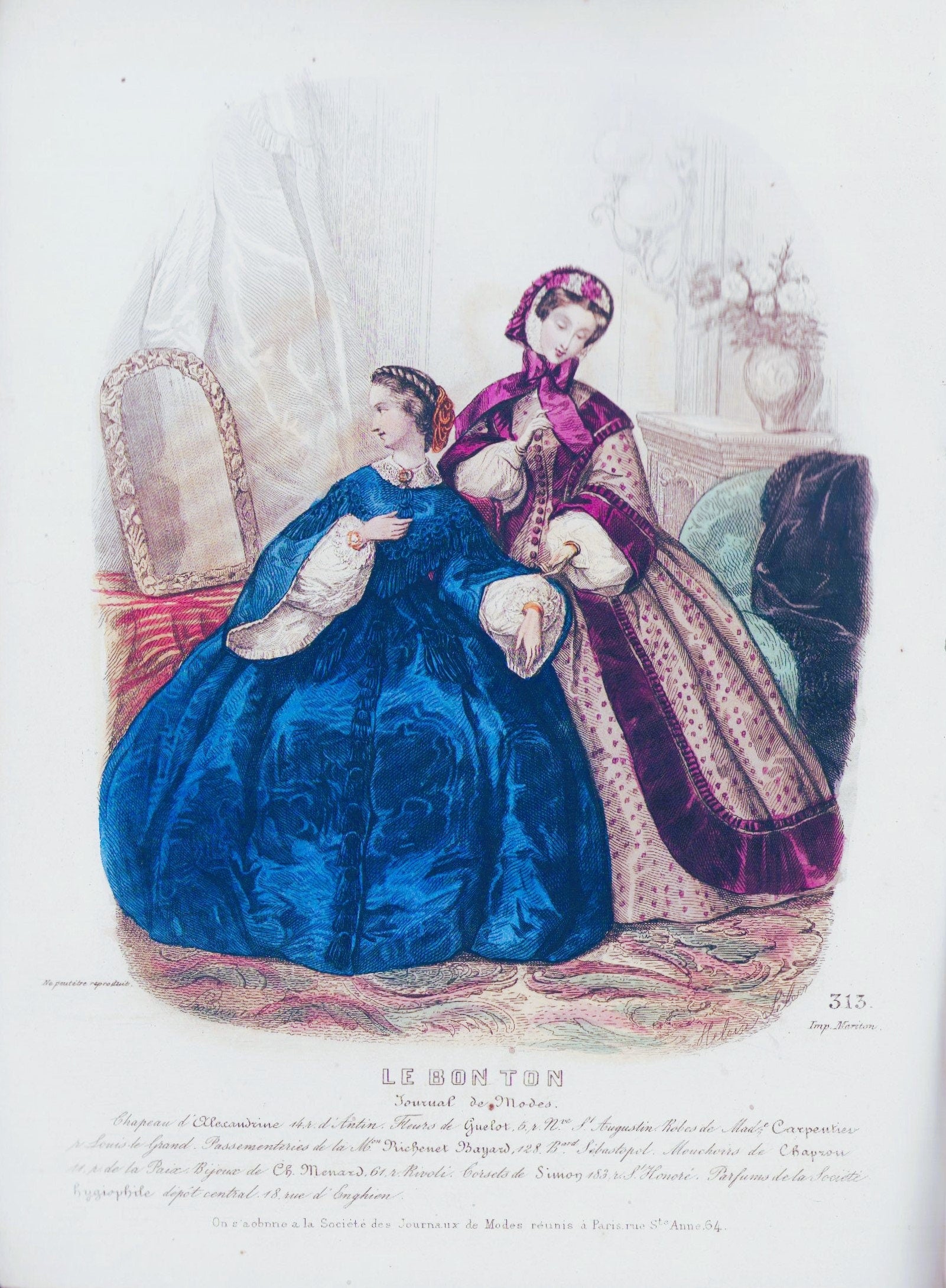 1861 April, Le Bon Ton Journal de Modes. Catalog Monthly Report. Paris Fashions Ladies Dress, E-book DOWNLOAD, Fine Arts, Vol 10 No 4.