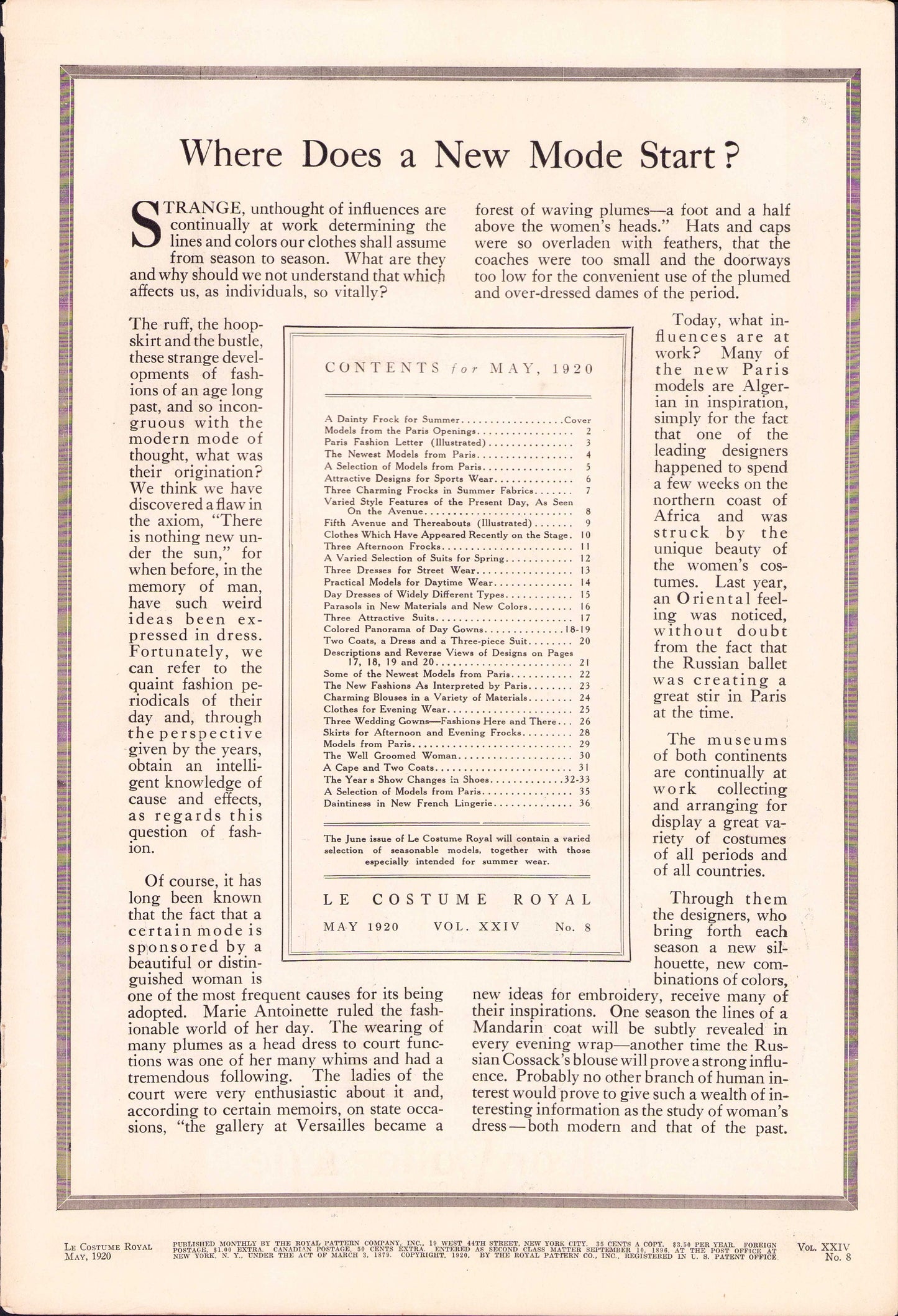 1920 Le Costume Royal May, Pattern Catalog E-book INSTANT DOWNLOAD 1920s Women's and Children's Fashion Magazine, Vol 24, No 8.