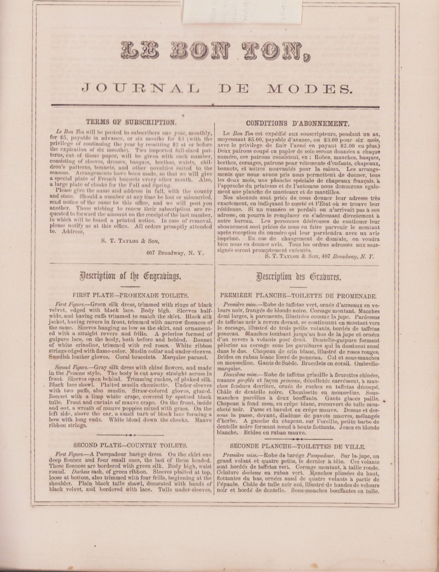 1861 Le Bon Ton Journal de Modes September. Catalog Monthly Report. Paris Fashions Ladies Dress, E-book DOWNLOAD, Fine Arts, Vol 10 No 9.