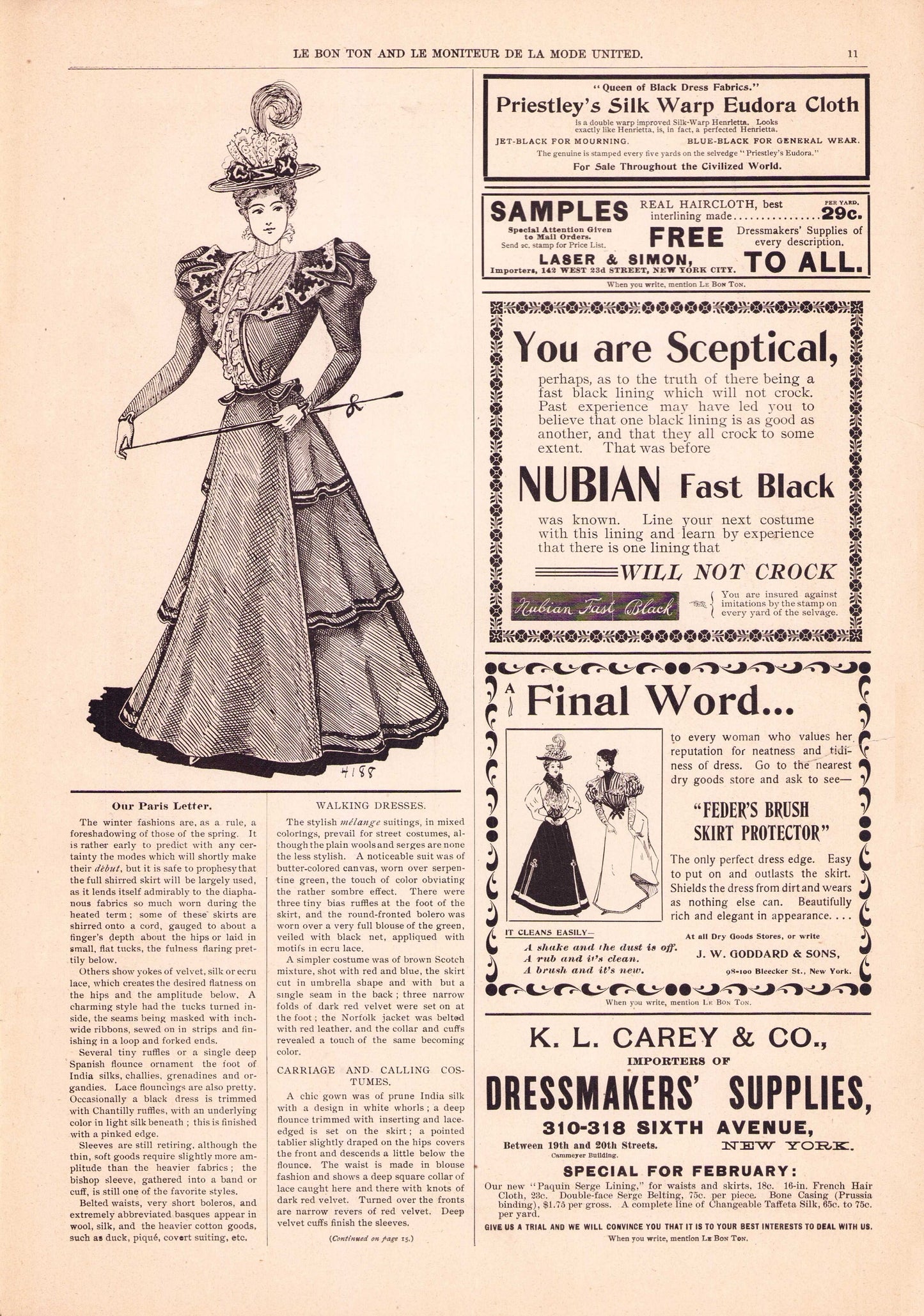 1897 Le Bon Ton Le Moniteur de la Mode United March. Catalog Monthly Report. Paris Fashions Ladies Dress, E-book DOWNLOAD, Vol 46 No 3.