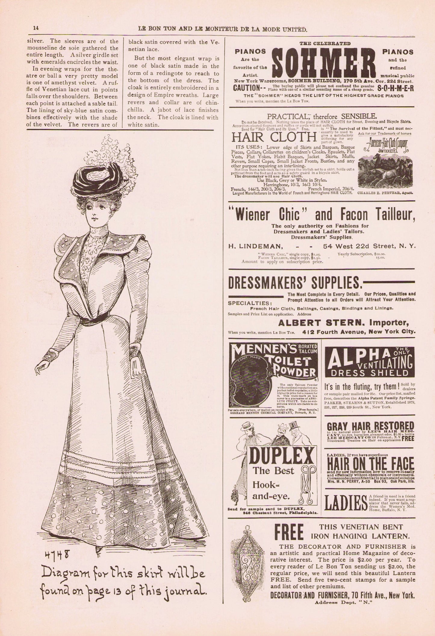 1898 Le Bon Ton Le Moniteur de la Mode United April. Catalog Monthly Report. Paris Fashions Ladies Dress, E-book DOWNLOAD, Vol 47 No 4.