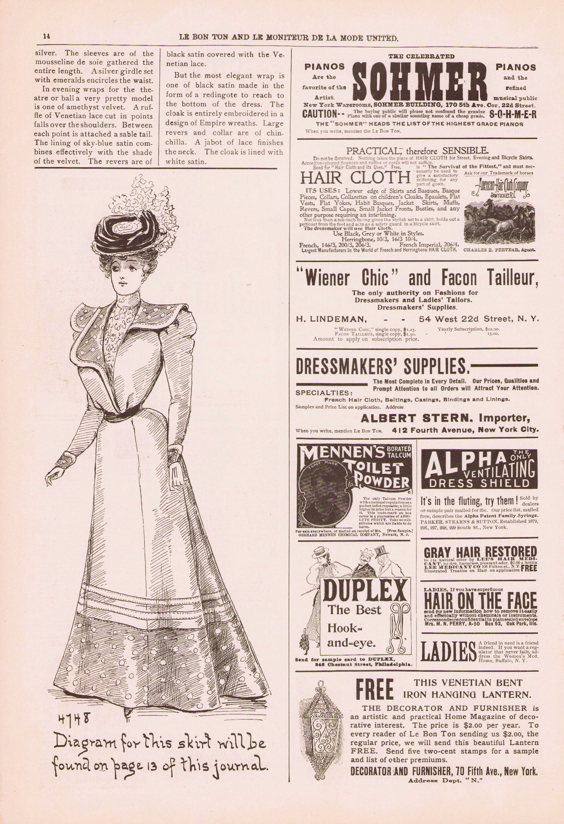 1898 Le Bon Ton Le Moniteur de la Mode United April. Catalog Monthly Report. Paris Fashions Ladies Dress, E-book DOWNLOAD, Vol 47 No 4.