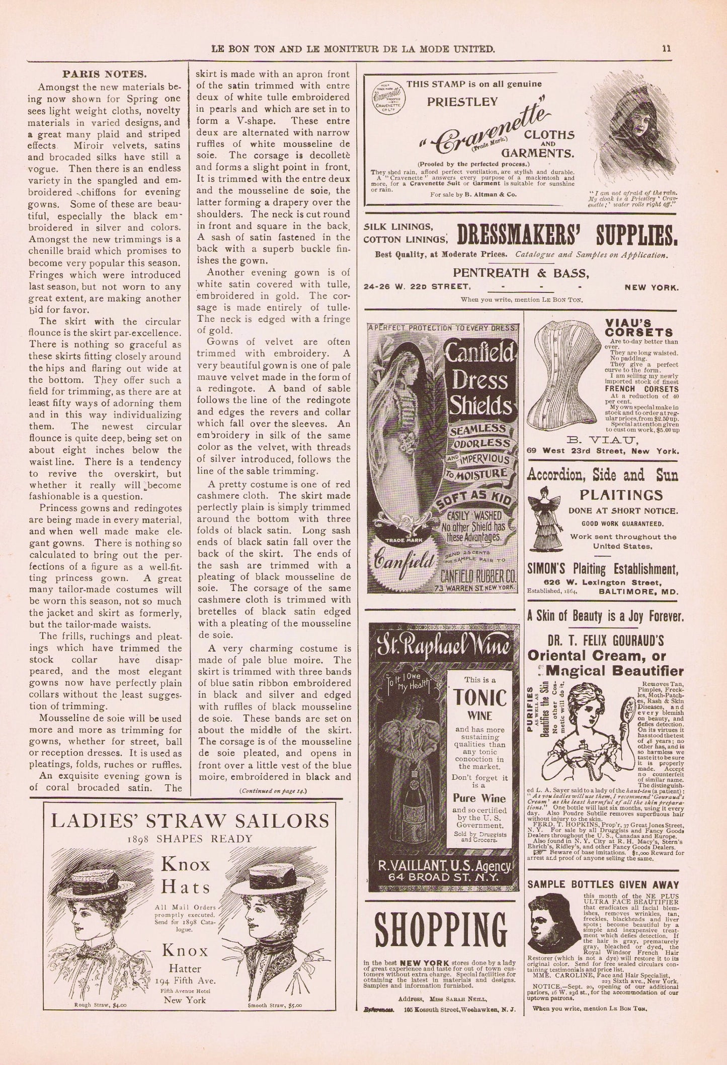 1898 Le Bon Ton Le Moniteur de la Mode United April. Catalog Monthly Report. Paris Fashions Ladies Dress, E-book DOWNLOAD, Vol 47 No 4.