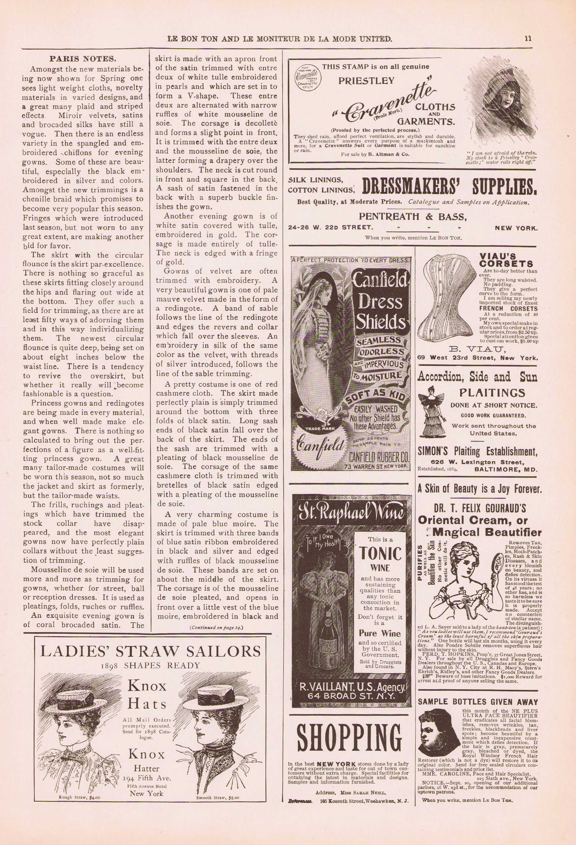 1898 Le Bon Ton Le Moniteur de la Mode United April. Catalog Monthly Report. Paris Fashions Ladies Dress, E-book DOWNLOAD, Vol 47 No 4.