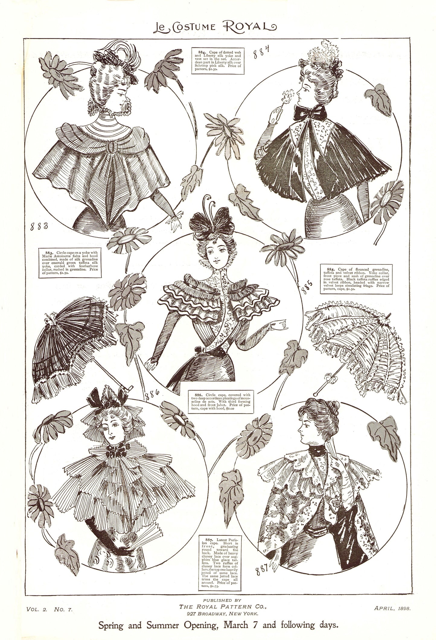 1898 Le Costume Royal April, Royal Pattern Co. Mail Order Catalog E-book INSTANT DOWNLOAD 1890s Ladies' Fashion Magazine, Vol 2, No 7.