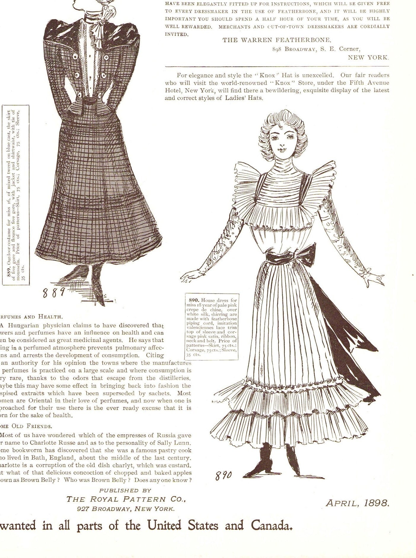 1898 Le Costume Royal April, Royal Pattern Co. Mail Order Catalog E-book INSTANT DOWNLOAD 1890s Ladies' Fashion Magazine, Vol 2, No 7.