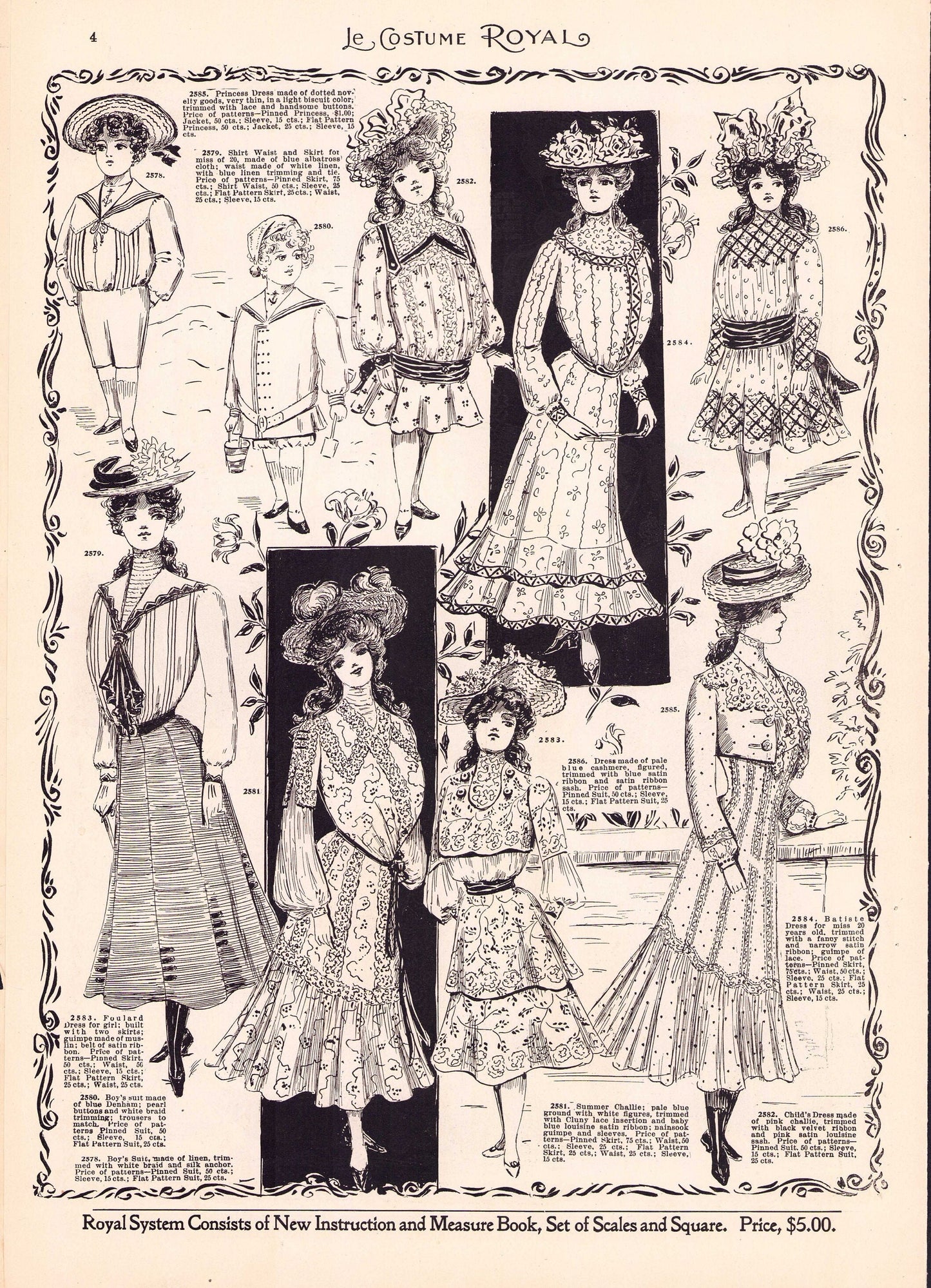 1901 Le Costume Royal April, Royal Pattern Co. Mail Order Catalog E-book INSTANT DOWNLOAD 1900s Ladies' Fashion Magazine, Vol 5, No 7.