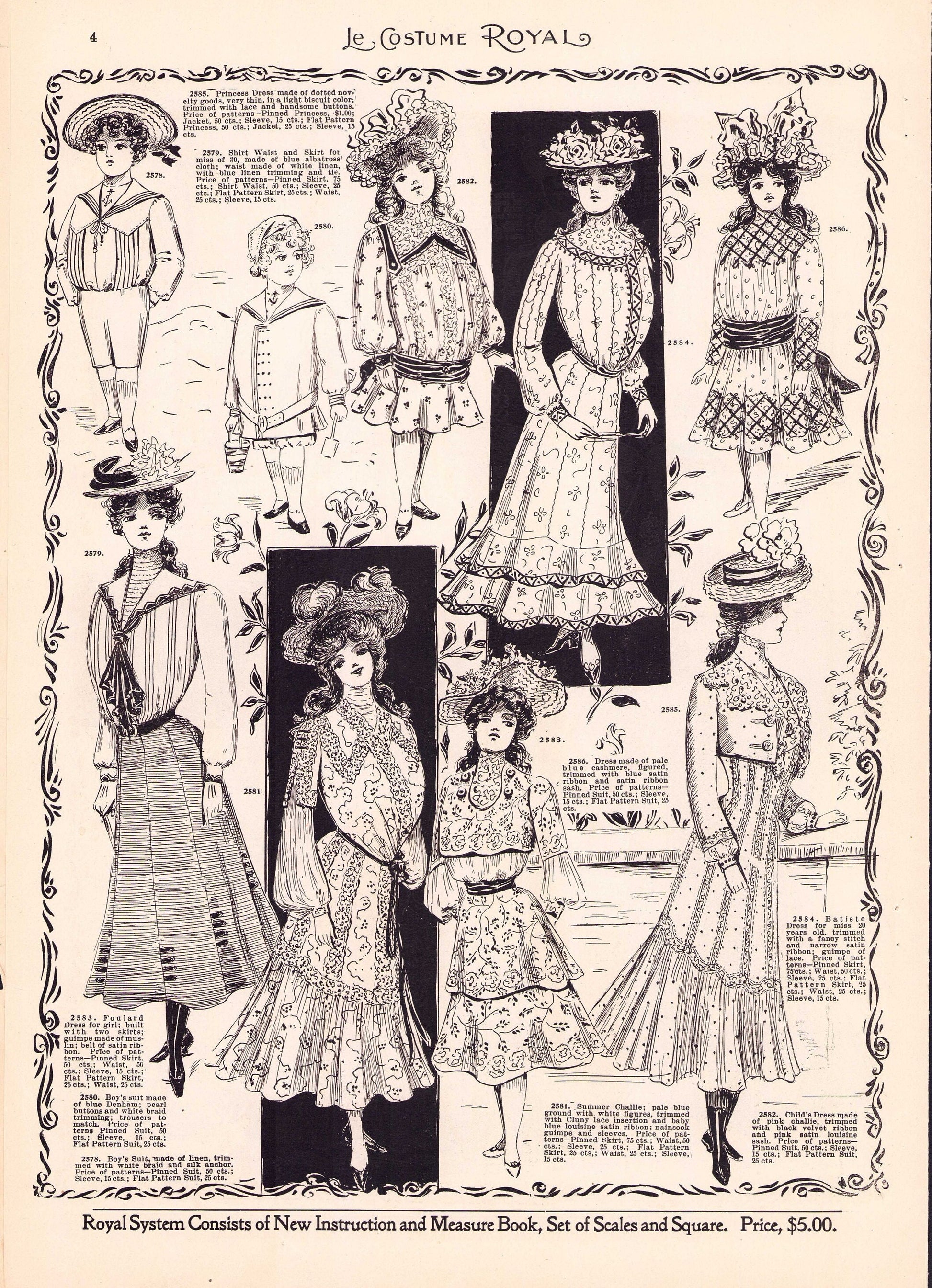 1901 Le Costume Royal April, Royal Pattern Co. Mail Order Catalog E-book INSTANT DOWNLOAD 1900s Ladies' Fashion Magazine, Vol 5, No 7.