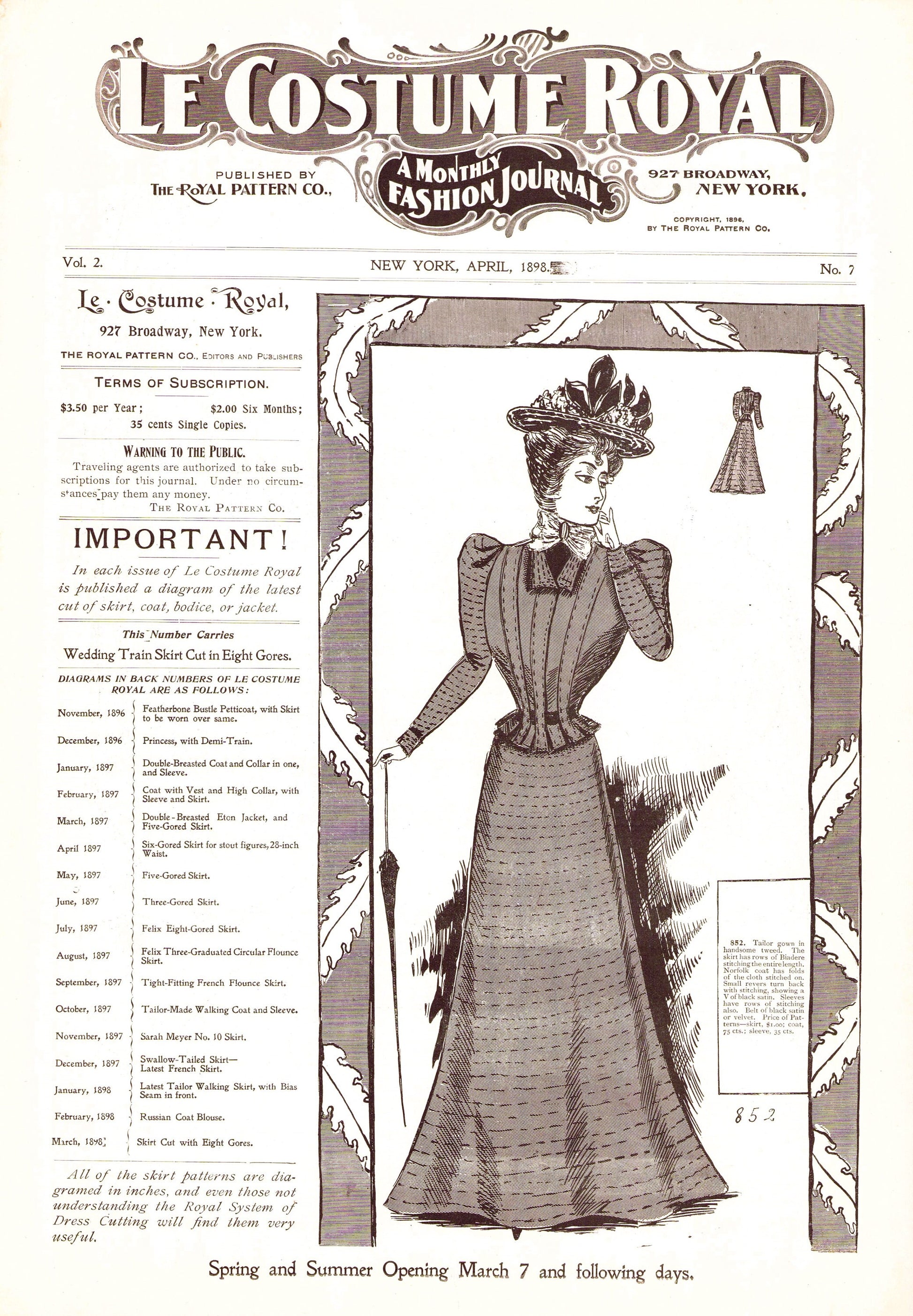 1898 Le Costume Royal April, Royal Pattern Co. Mail Order Catalog E-book INSTANT DOWNLOAD 1890s Ladies' Fashion Magazine, Vol 2, No 7.