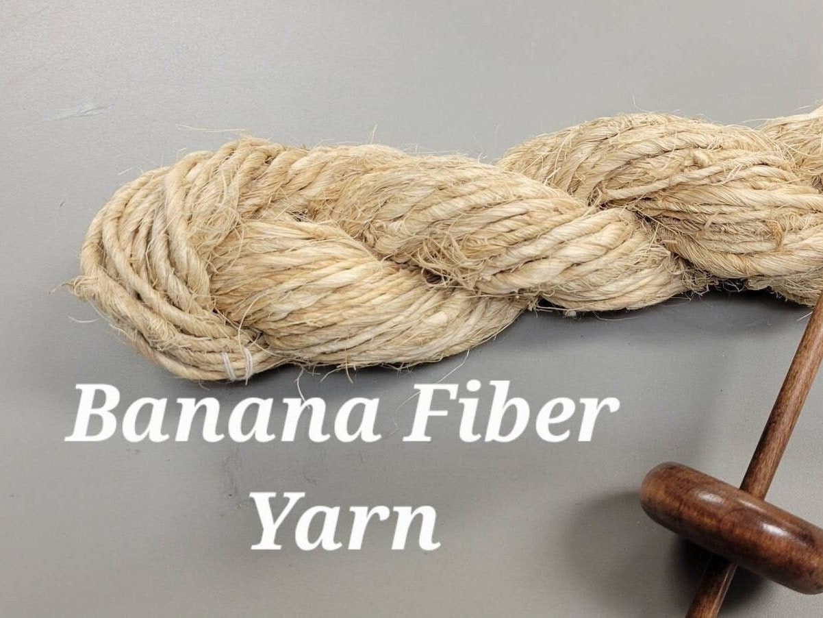 Banana Fiber Yarn Skein, Approx. 35 Yards / 3.5 ounce. Bast Fiber, Natural, Great for Crafts, Fiber Arts, Crochet, Weaving, Basketry, Ect.