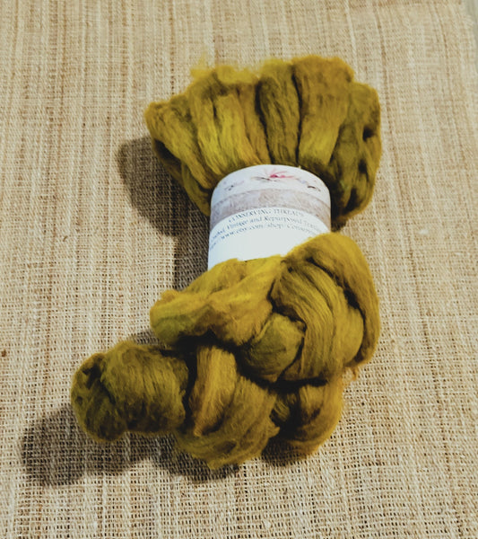 Cotton Sliver, 1 oz (ounce), Bronze USA Grown Acala Cotton Sliver, Hand Dyed. Spin Cotton!!! Crafts and Fiber Arts