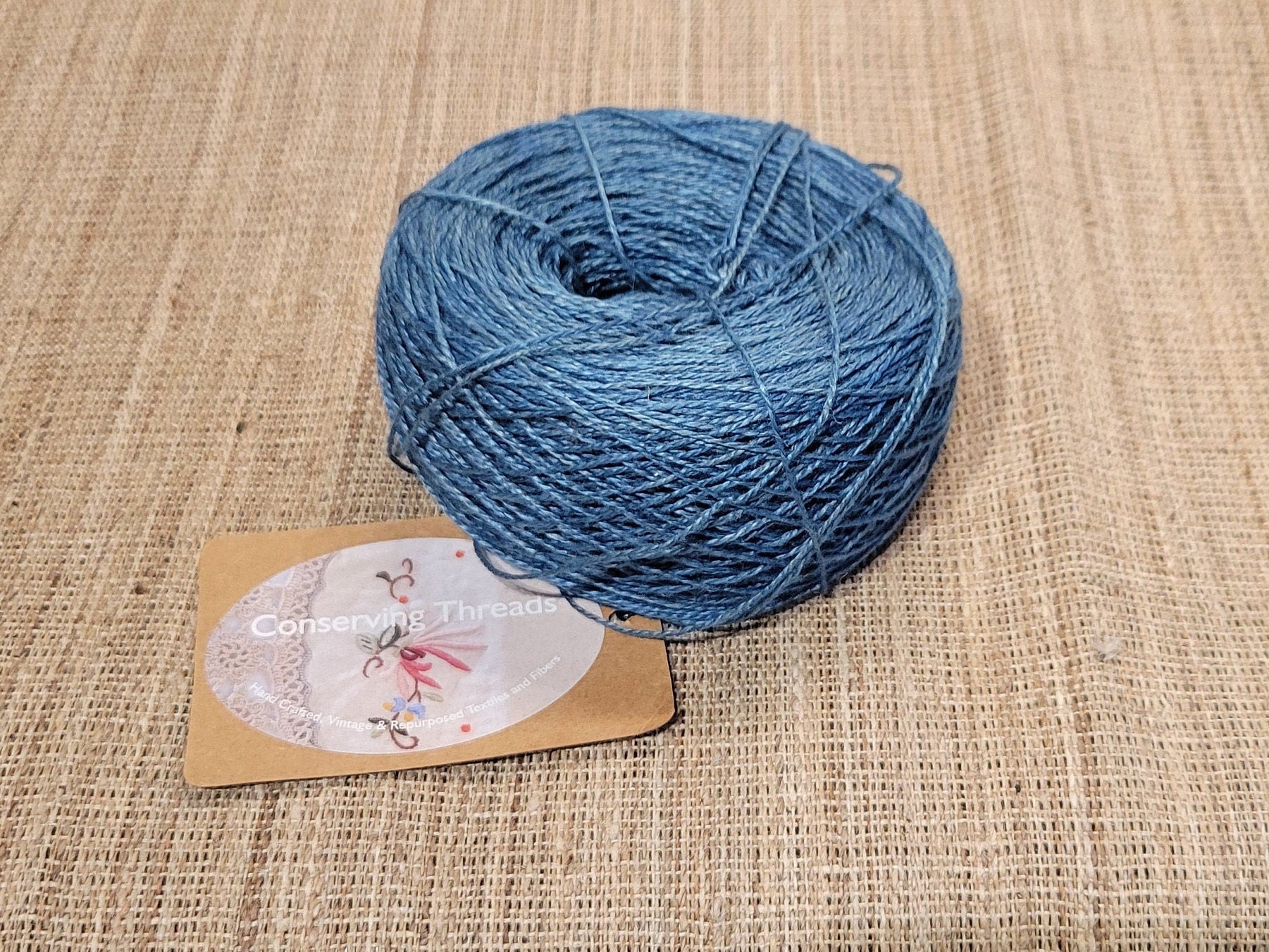 Linen Yarn, Indigo Dyed. Machine Spun 10/2 Natural, 3.5 oz Skein, Great for Weaving, Rug Making, Kitting, Crochet, Fiber Arts. IRREGULAR